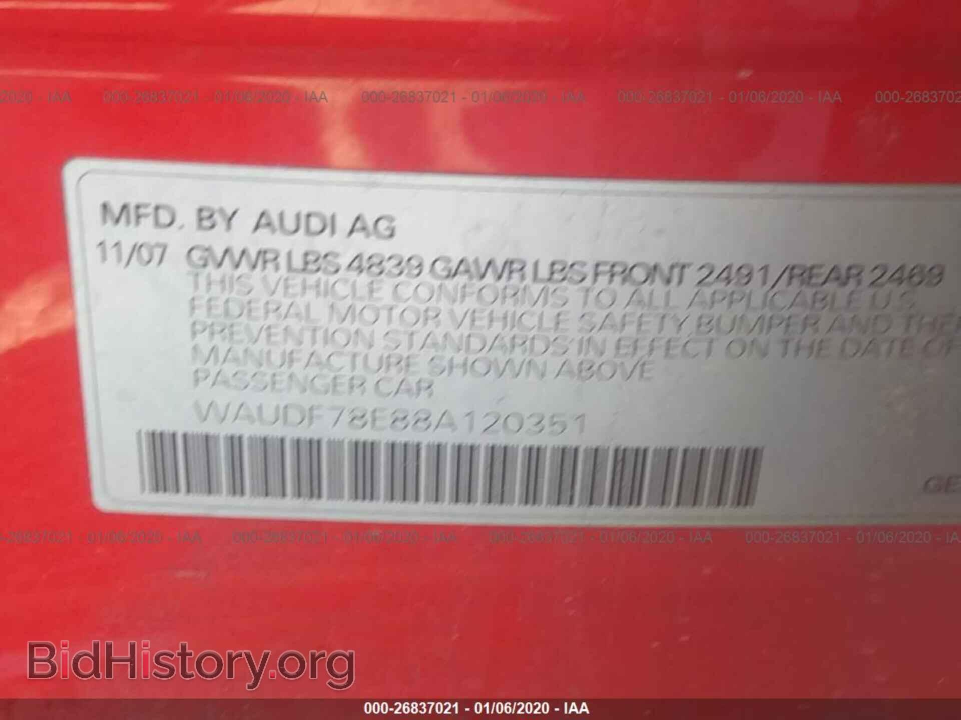 2008 AUDI A4 - VIN: WAUDF78E88A120351 - Фото 9