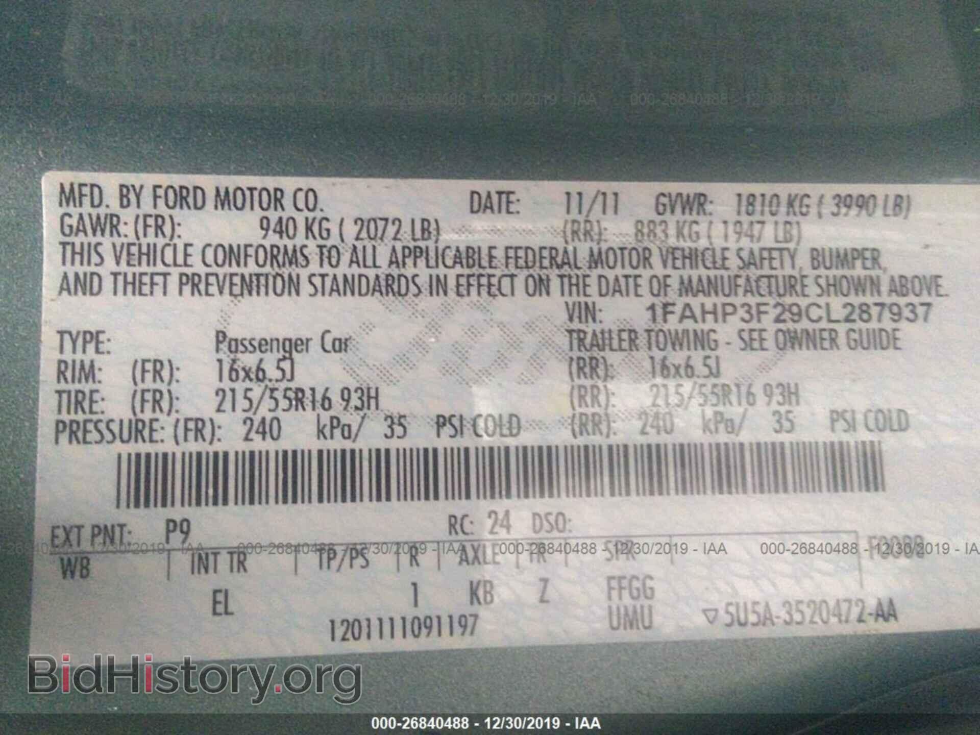 2012 FORD FOCUS - VIN: 1FAHP3F29CL287937 - Photo 9