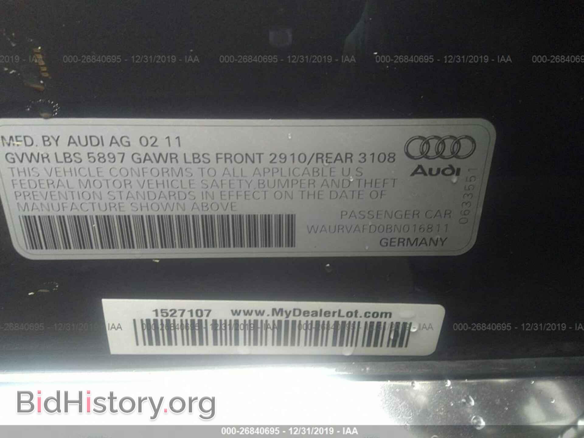 2011 AUDI A8 - VIN: WAURVAFD0BN016811 - Фото 9