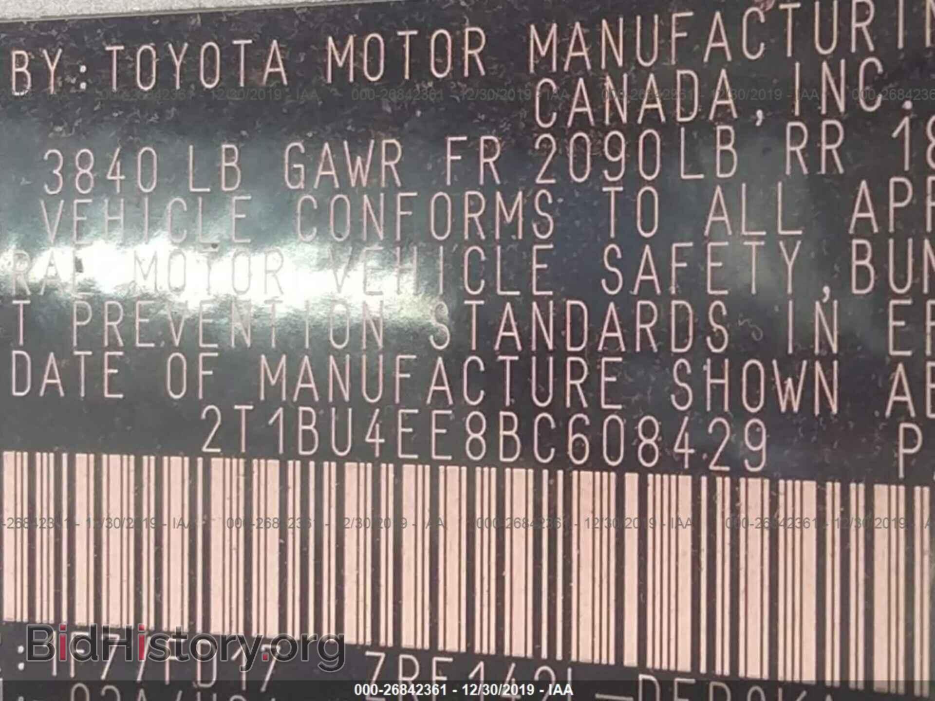 2011 TOYOTA COROLLA - VIN: 2T1BU4EE8BC608429 - Фото 9