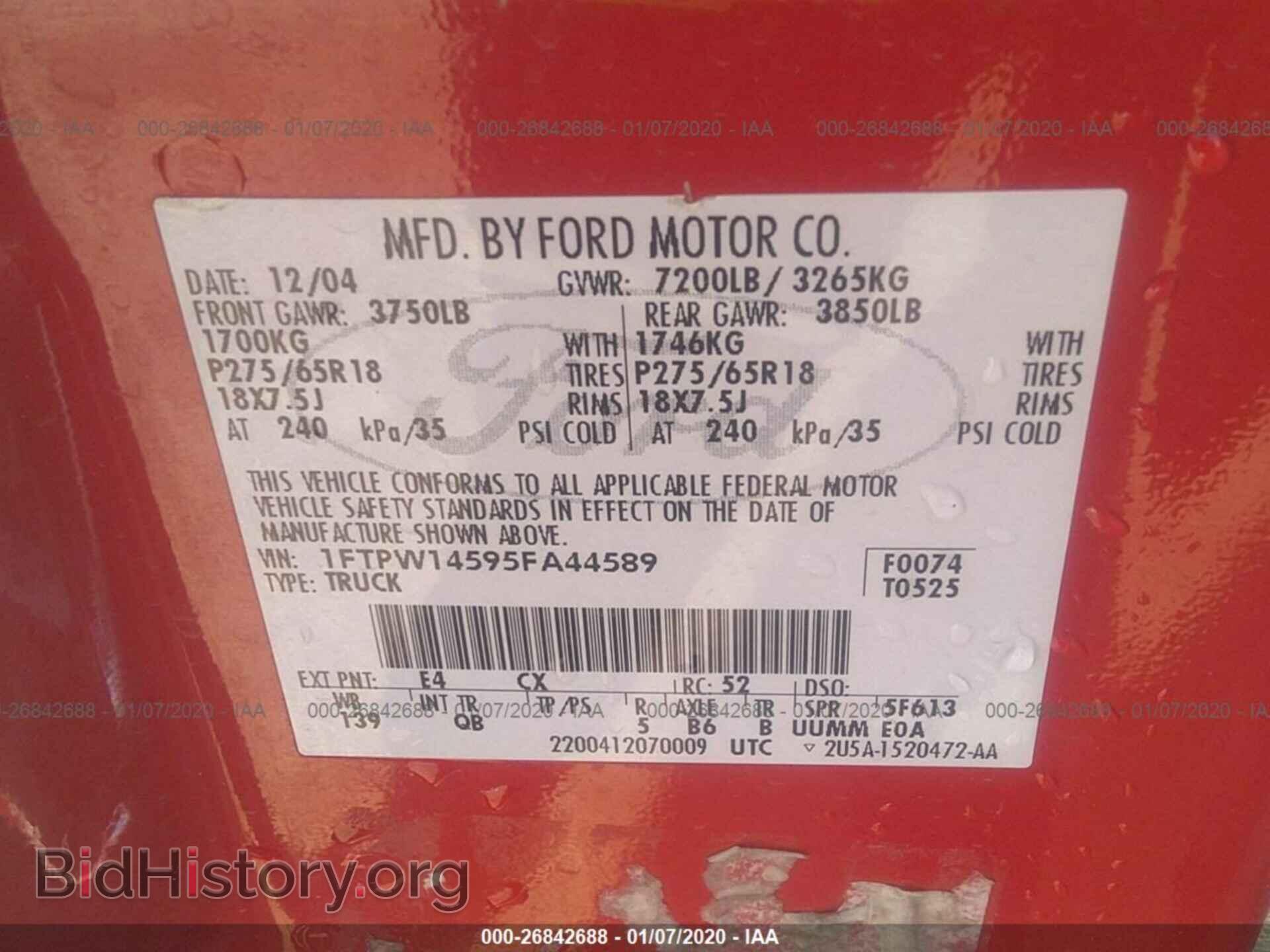 2005 FORD F150 - VIN: 1FTPW14595FA44589 - Фото 9