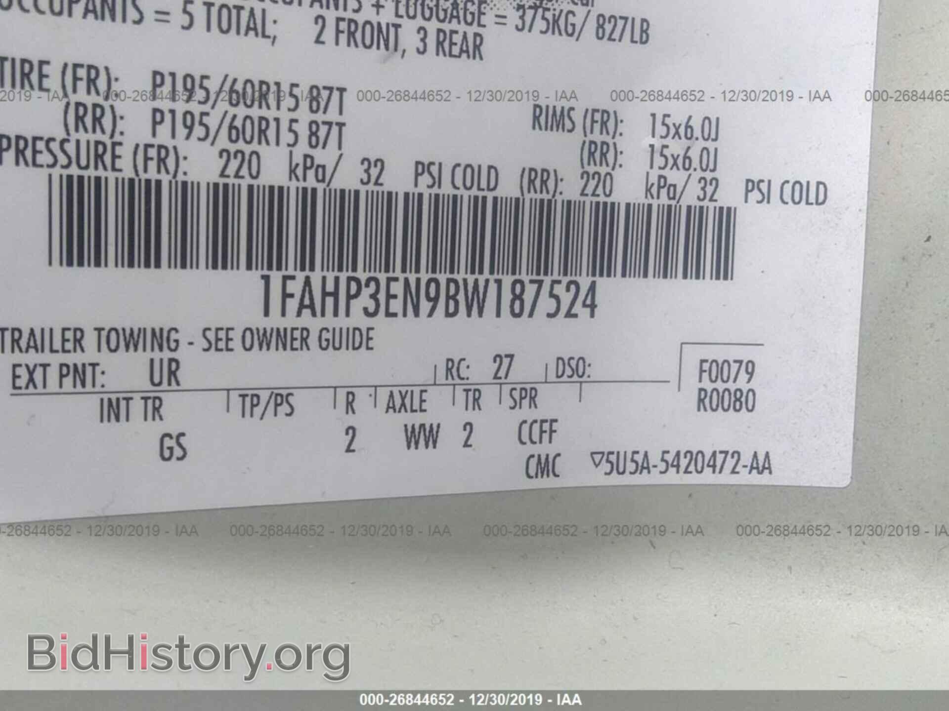 2011 FORD FOCUS - VIN: 1FAHP3EN9BW187524 - Фото 9