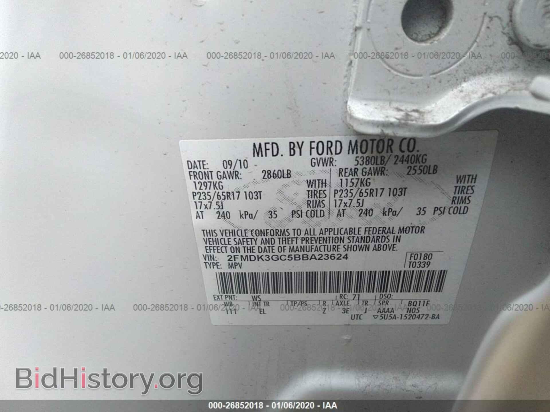 2011 FORD EDGE - VIN: 2FMDK3GC5BBA23624 - Фото 9