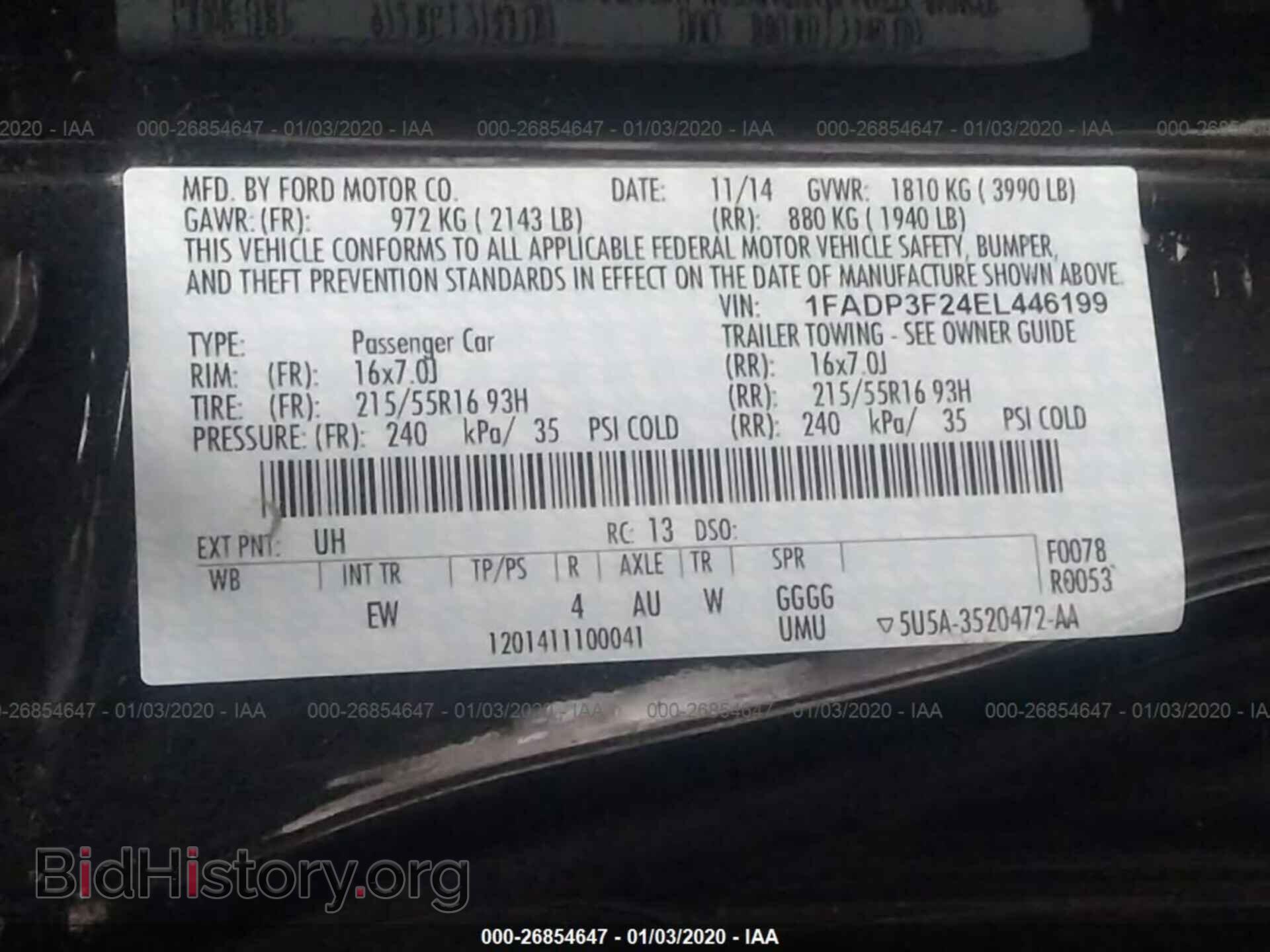 2014 FORD FOCUS - VIN: 1FADP3F24EL446199 - Фото 9