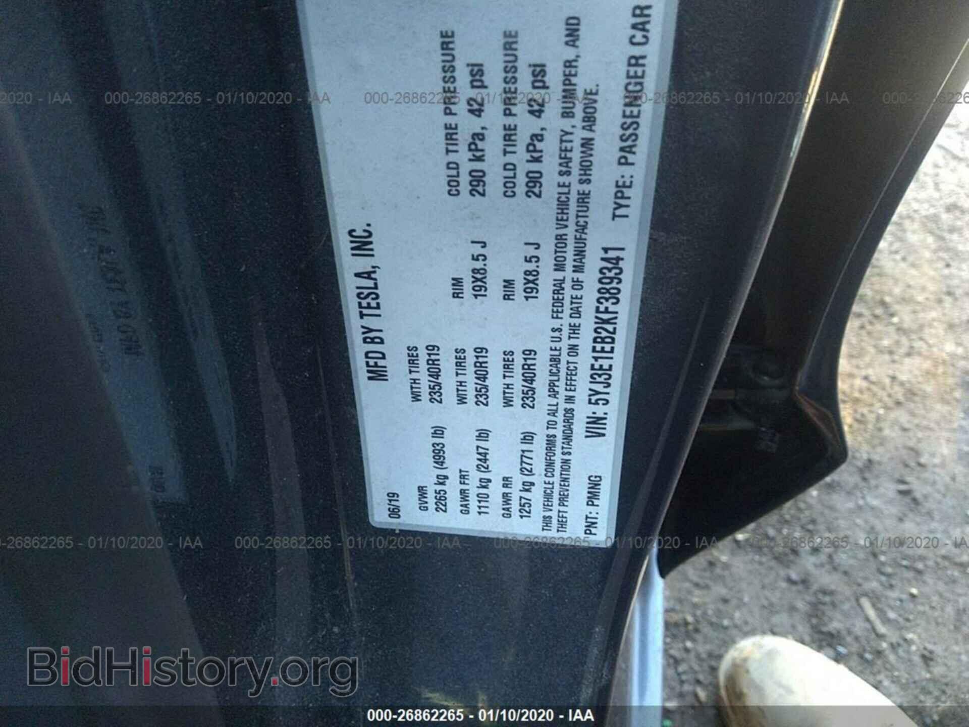 2019 TESLA MODEL 3 - VIN: 5YJ3E1EB2KF389341 - Photo 9
