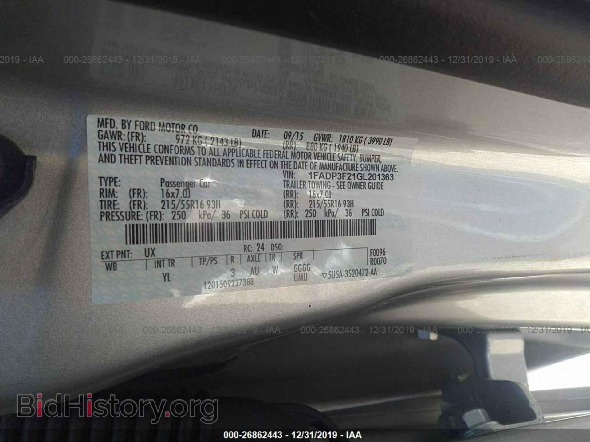 2016 FORD FOCUS - VIN: 1FADP3F21GL201363 - Фото 9