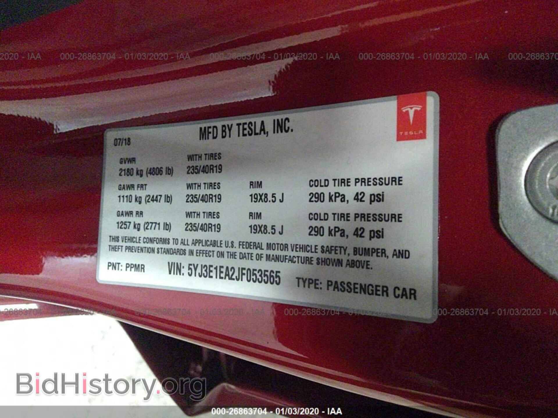 2018 TESLA MODEL 3 - VIN: 5YJ3E1EA2JF053565 - Photo 9