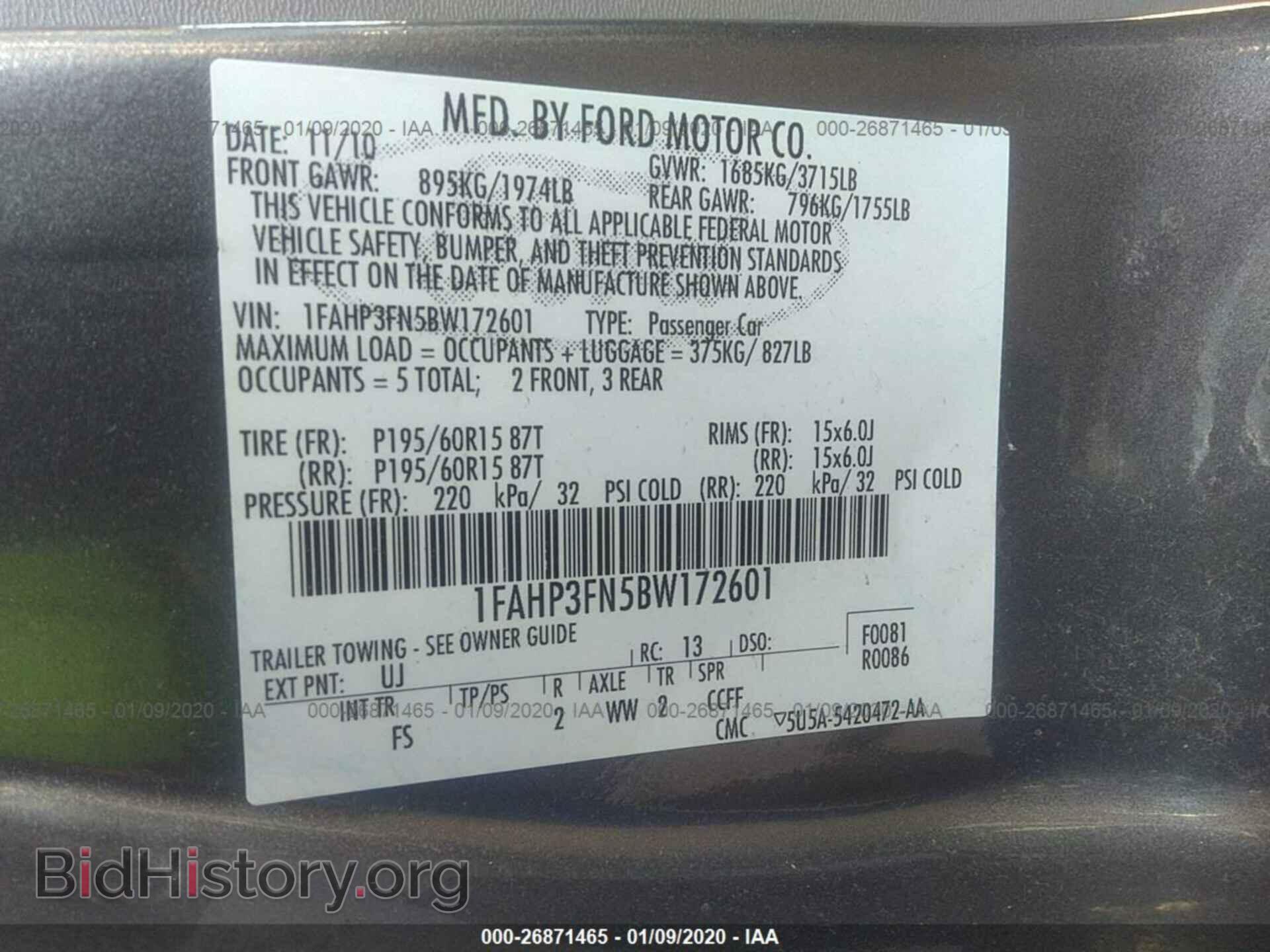 2011 FORD FOCUS - VIN: 1FAHP3FN5BW172601 - Фото 9