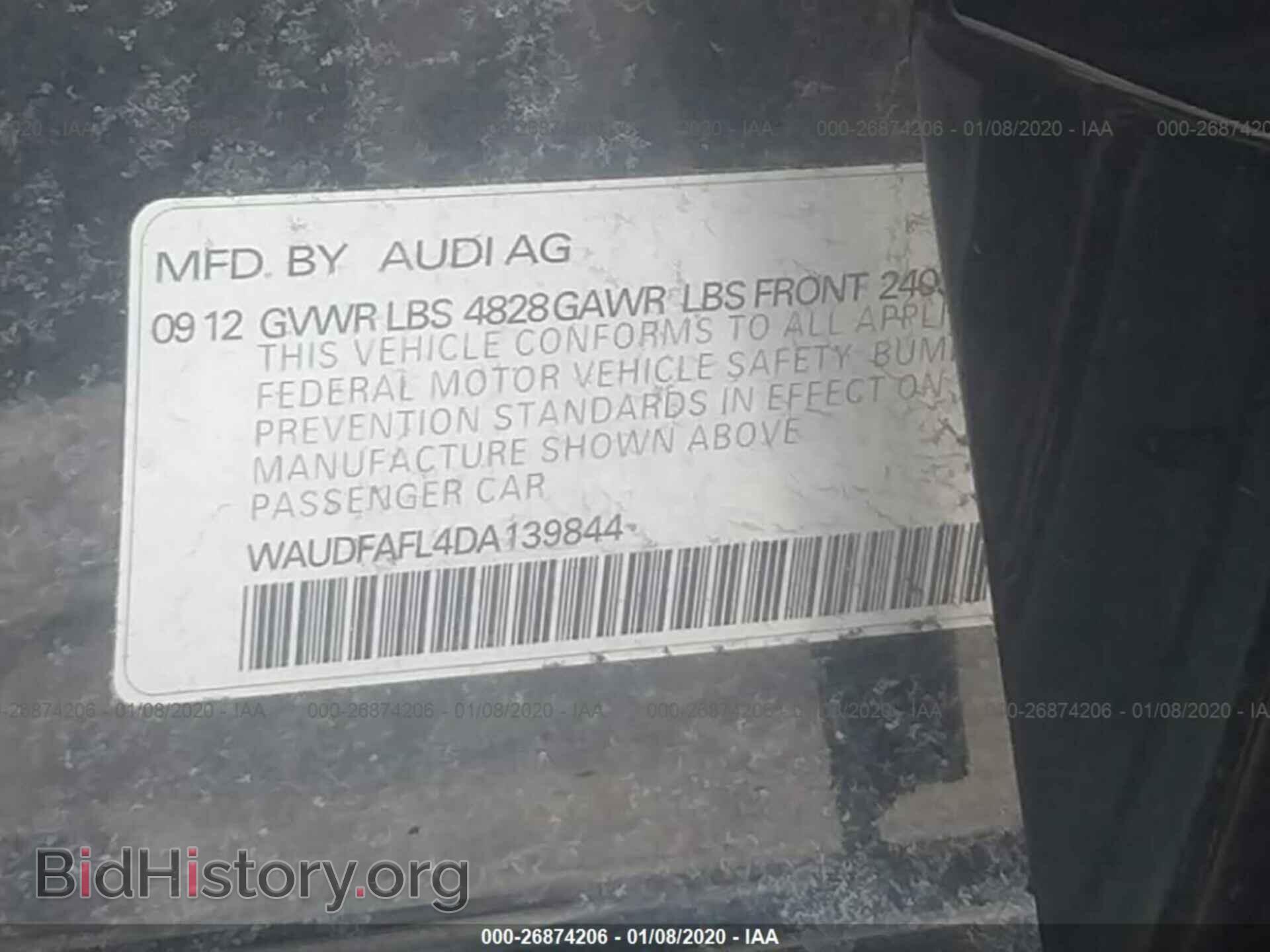 2013 AUDI A4 - VIN: WAUDFAFL4DA139844 - Фото 9