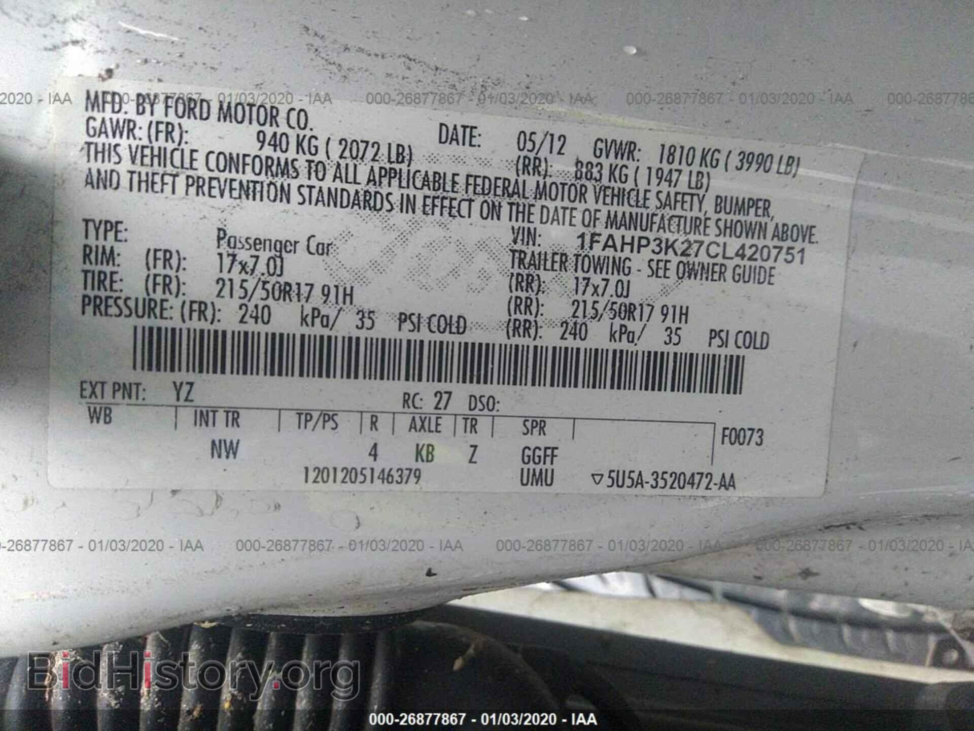 2012 FORD FOCUS - VIN: 1FAHP3K27CL420751 - Фото 9