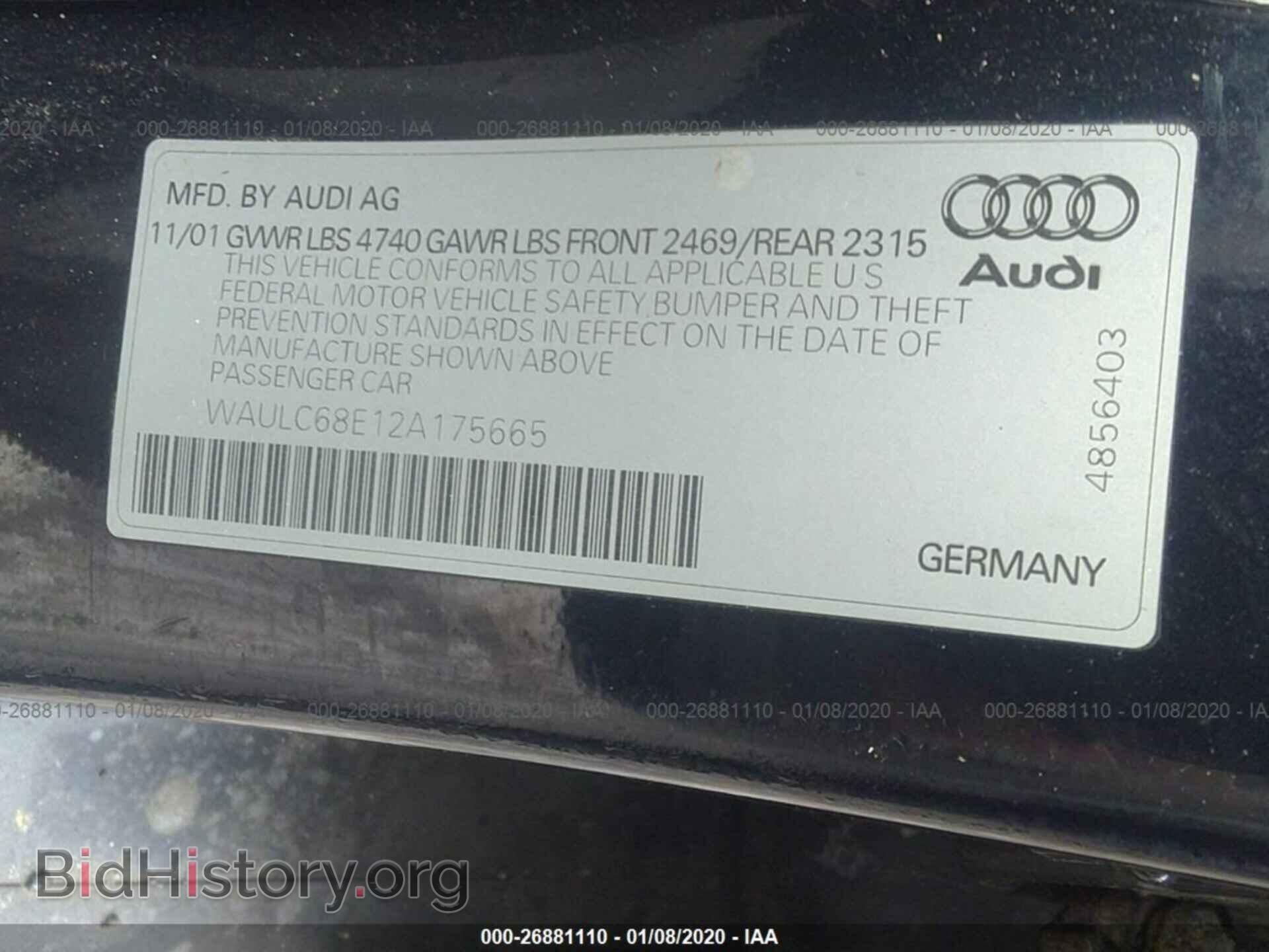 2002 AUDI A4 - VIN: WAULC68E12A175665 - Photo 9