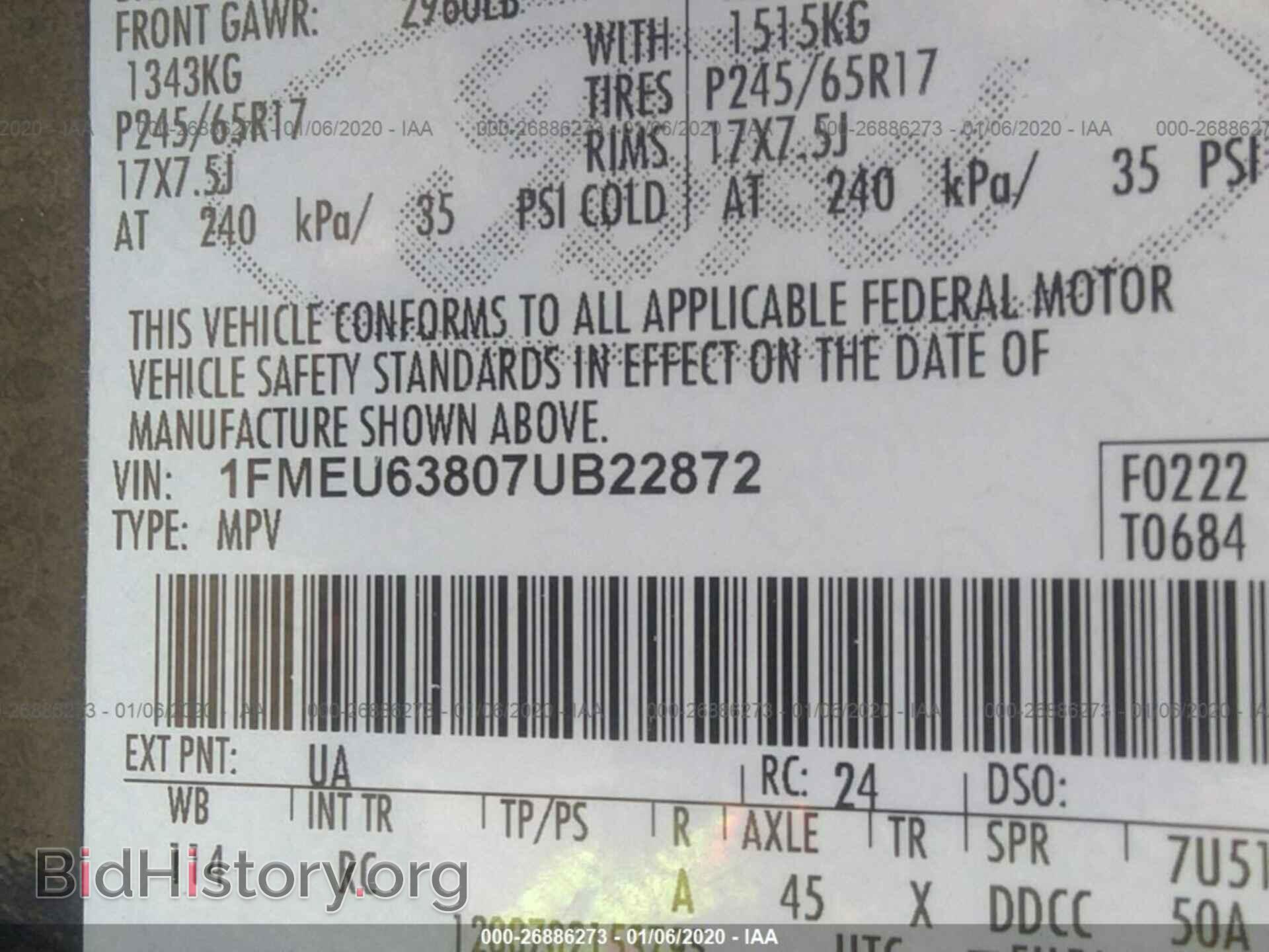 2007 FORD EXPLORER - VIN: 1FMEU63807UB22872 - Фото 9