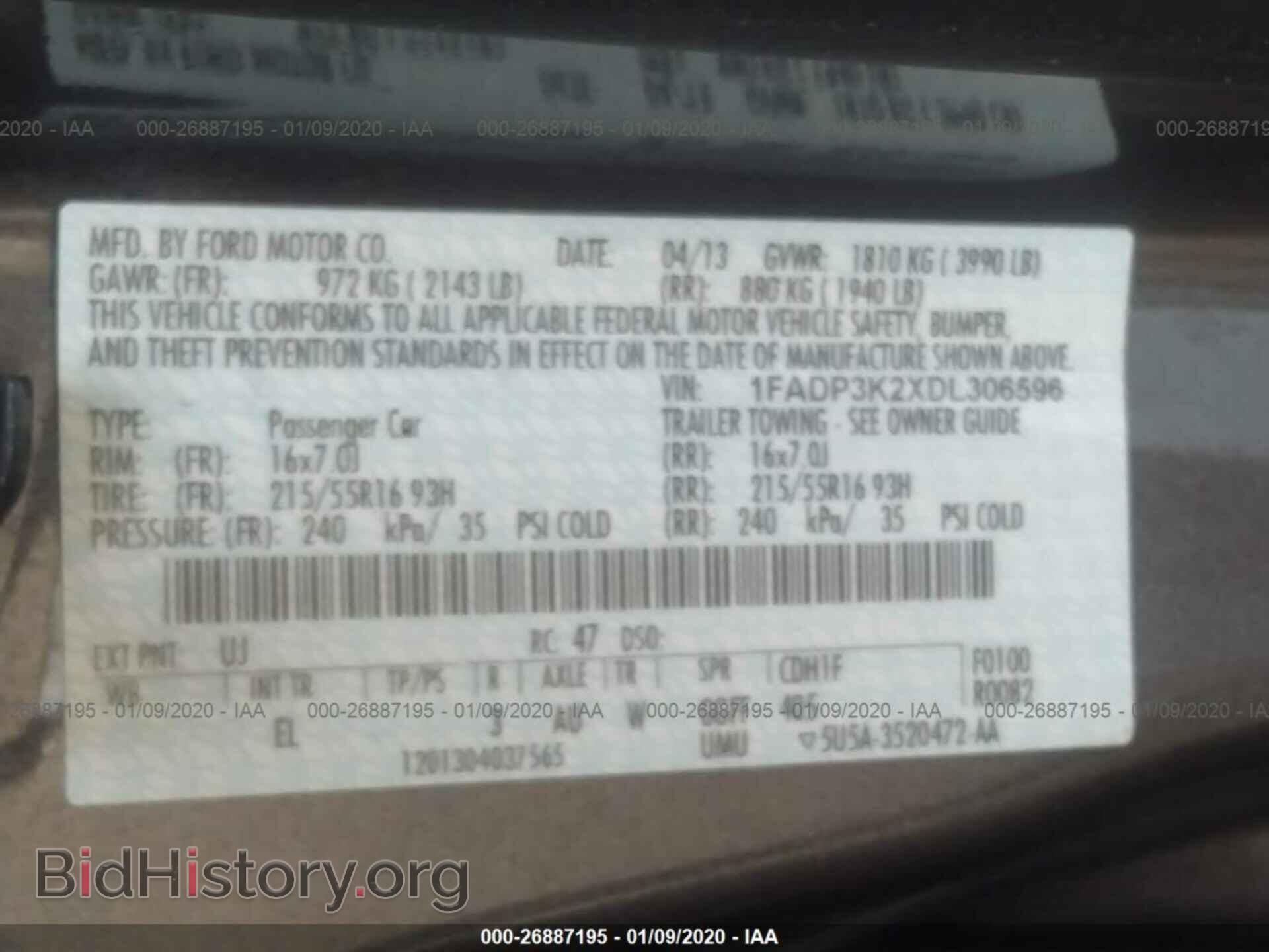 2013 FORD FOCUS - VIN: 1FADP3K2XDL306596 - Фото 9