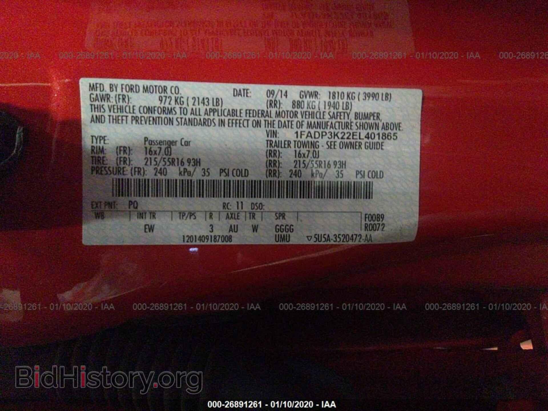 2014 FORD FOCUS - VIN: 1FADP3K22EL401865 - Фото 9