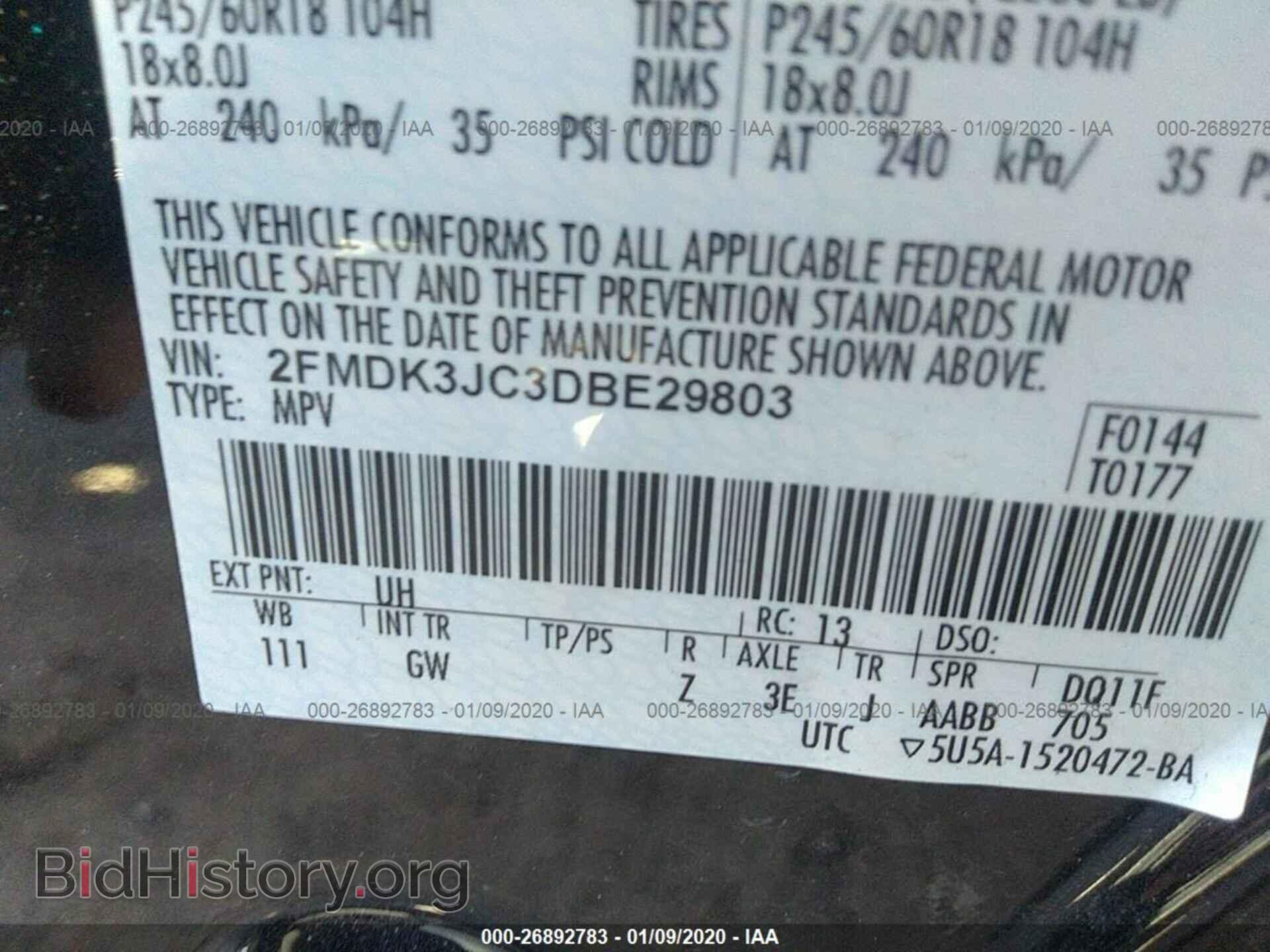 2013 FORD EDGE - VIN: 2FMDK3JC3DBE29803 - Photo 9