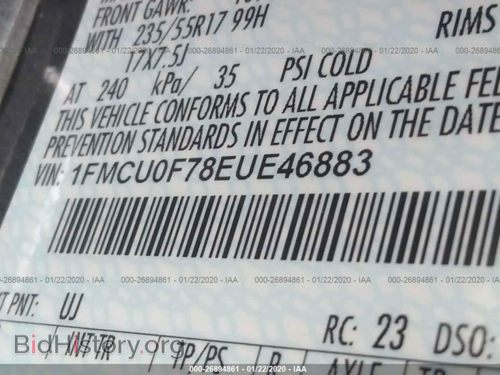 2014 FORD ESCAPE - VIN: 1FMCU0F78EUE46883 - Фото 9