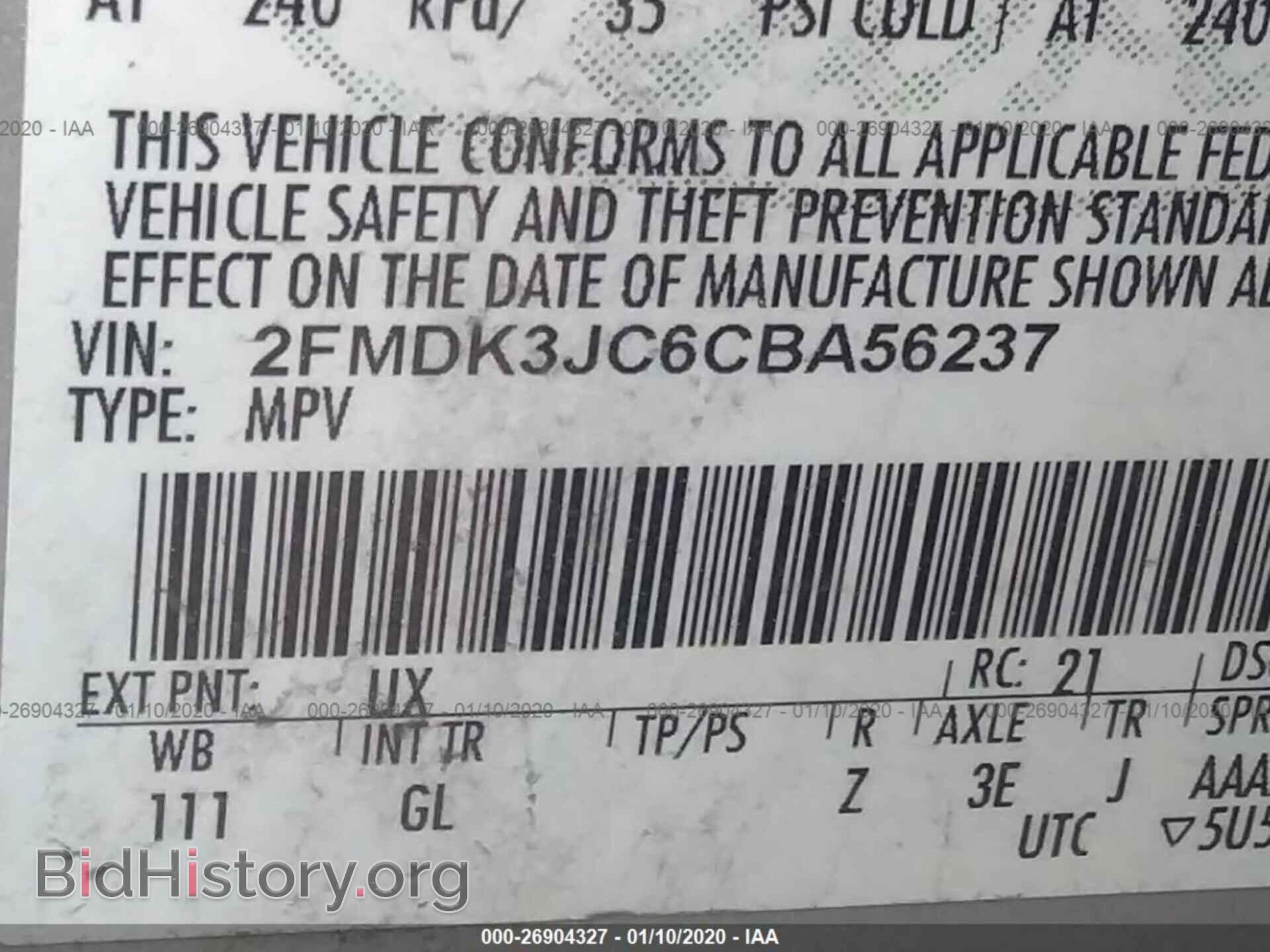 2012 FORD EDGE - VIN: 2FMDK3JC6CBA56237 - Фото 9