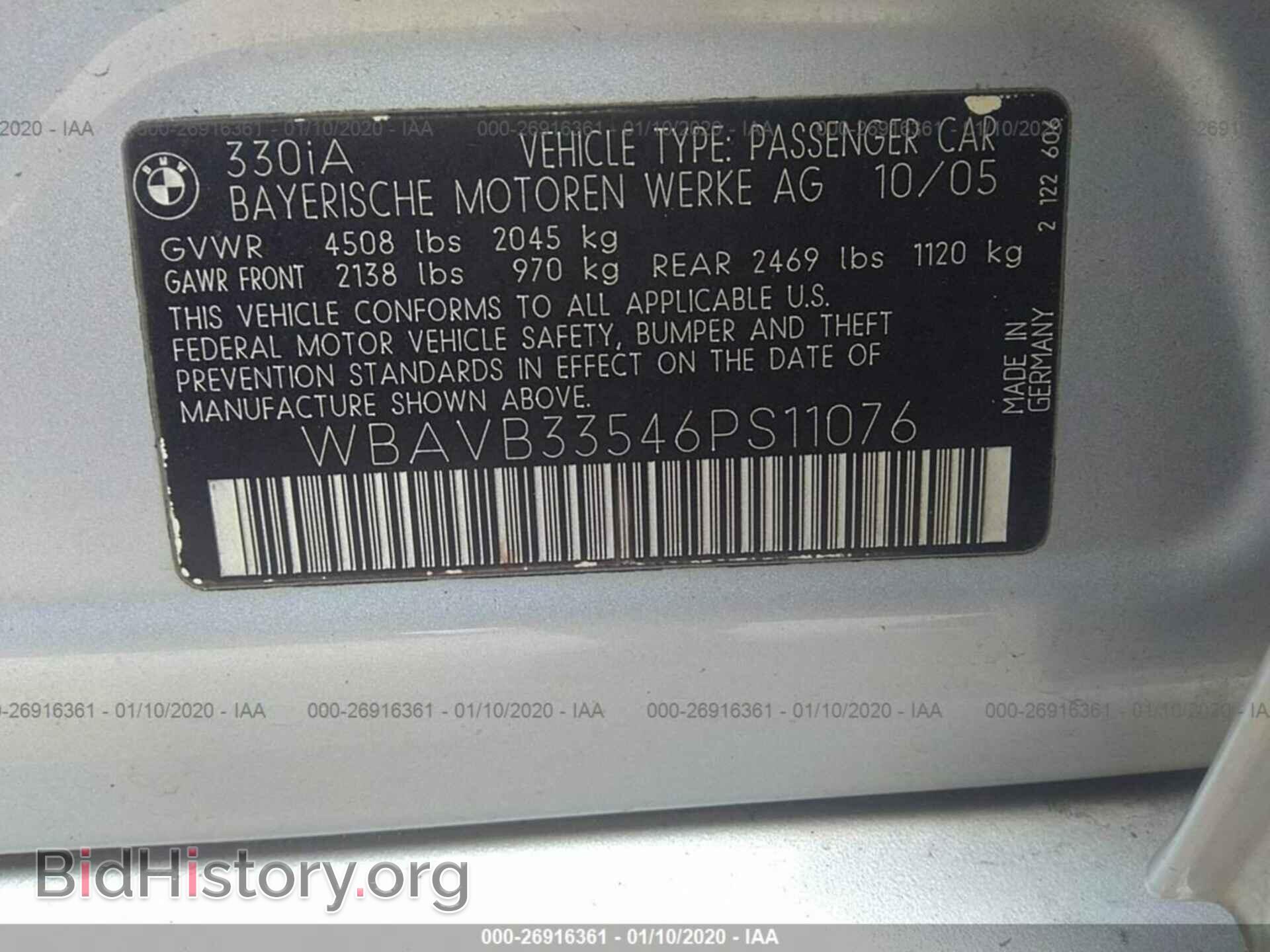 2006 BMW 330 - VIN: WBAVB33546PS11076 - Фото 9