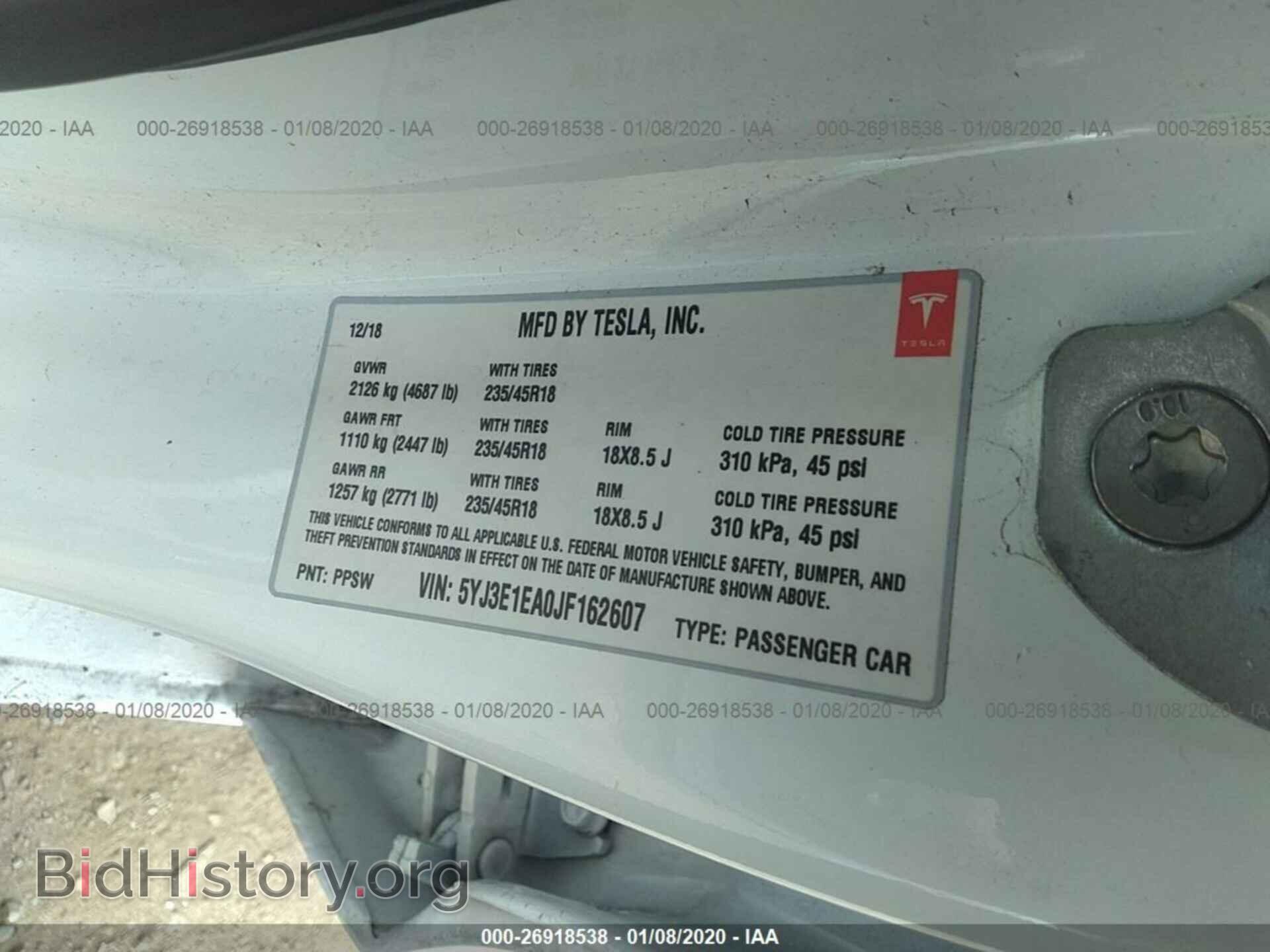 2018 TESLA MODEL 3 - VIN: 5YJ3E1EA0JF162607 - Photo 9