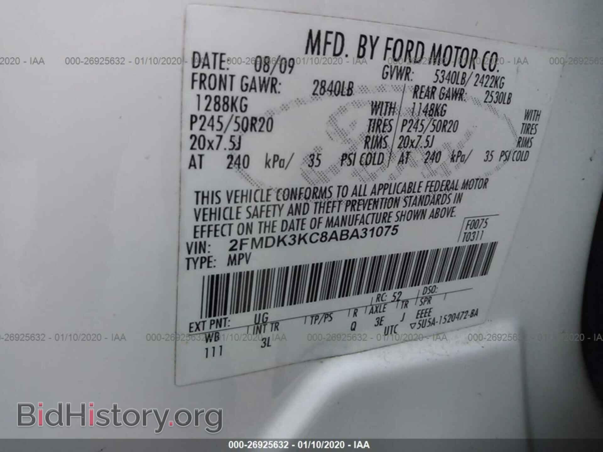 2010 FORD EDGE - VIN: 2FMDK3KC8ABA31075 - Photo 9