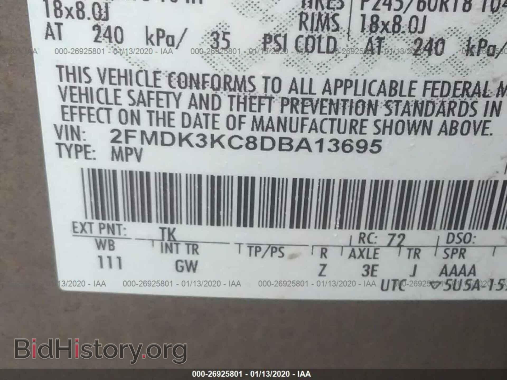 2013 FORD EDGE - VIN: 2FMDK3KC8DBA13695 - Фото 9