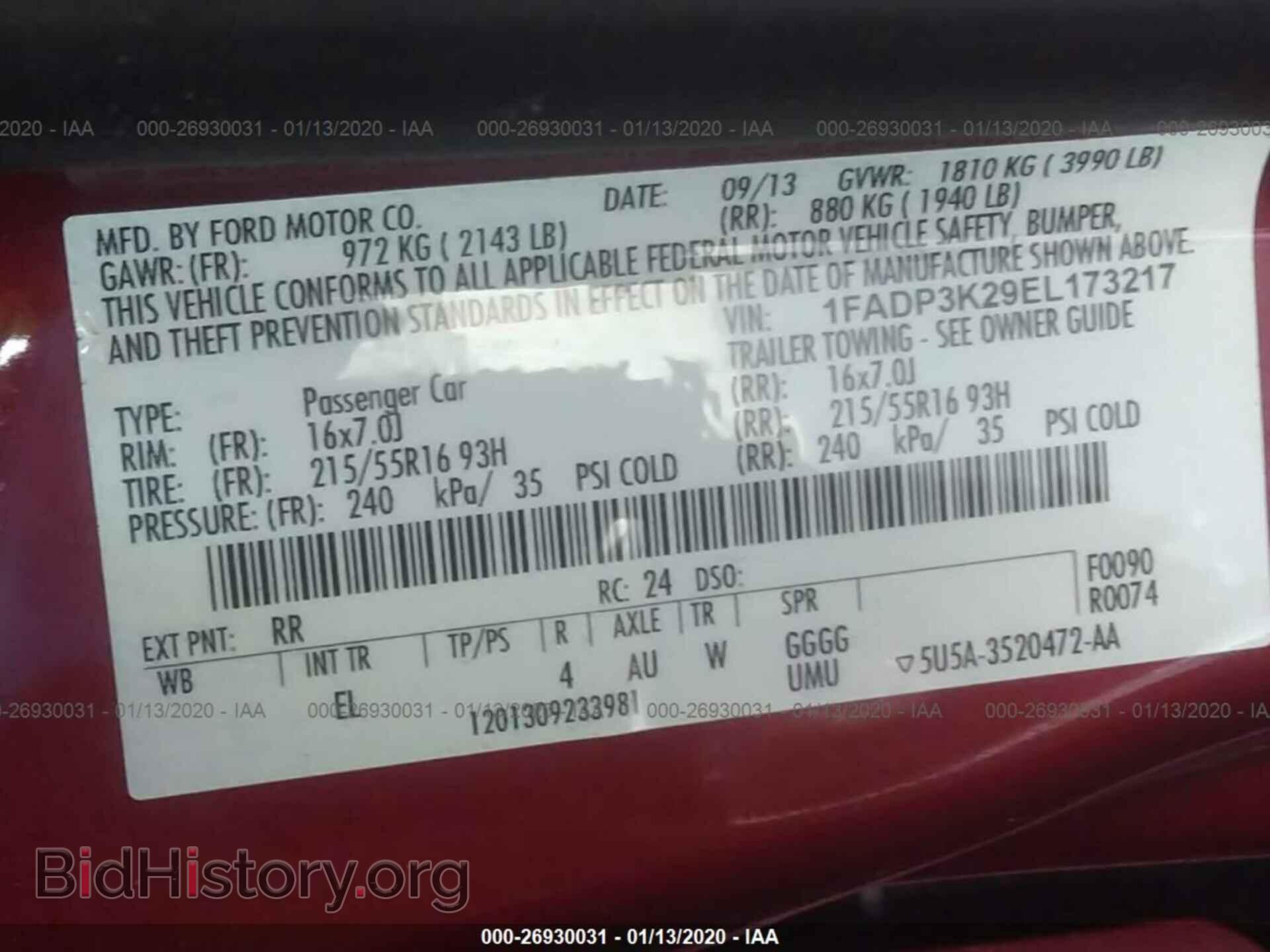 2014 FORD FOCUS - VIN: 1FADP3K29EL173217 - Фото 9