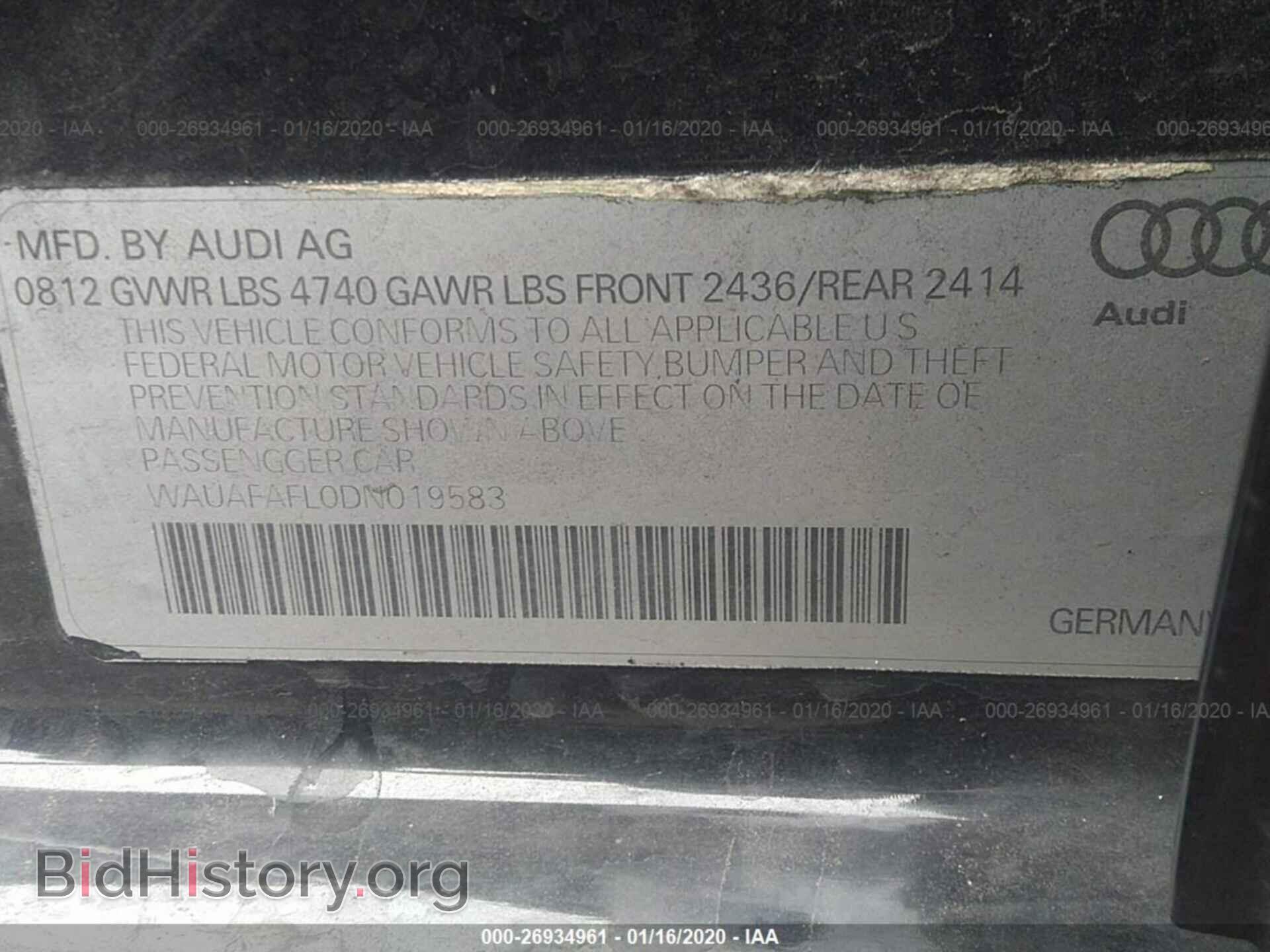 2013 AUDI A4 - VIN: WAUAFAFL0DN019583 - Photo 9