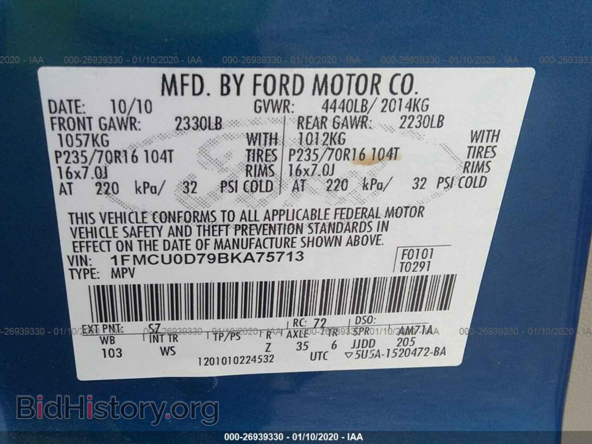 2011 FORD ESCAPE - VIN: 1FMCU0D79BKA75713 - Photo 9