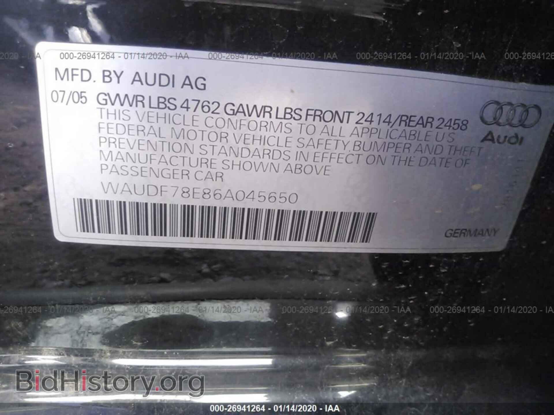 2006 AUDI A4 - VIN: WAUDF78E86A045650 - Фото 9