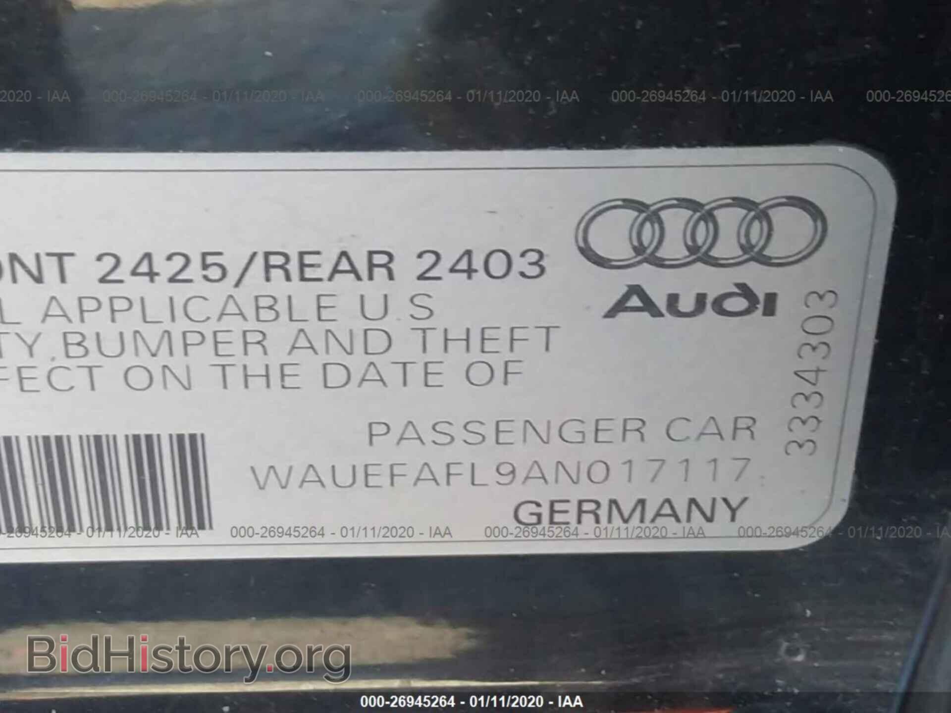 2010 AUDI A4 - VIN: WAUEFAFL9AN017117 - Фото 9