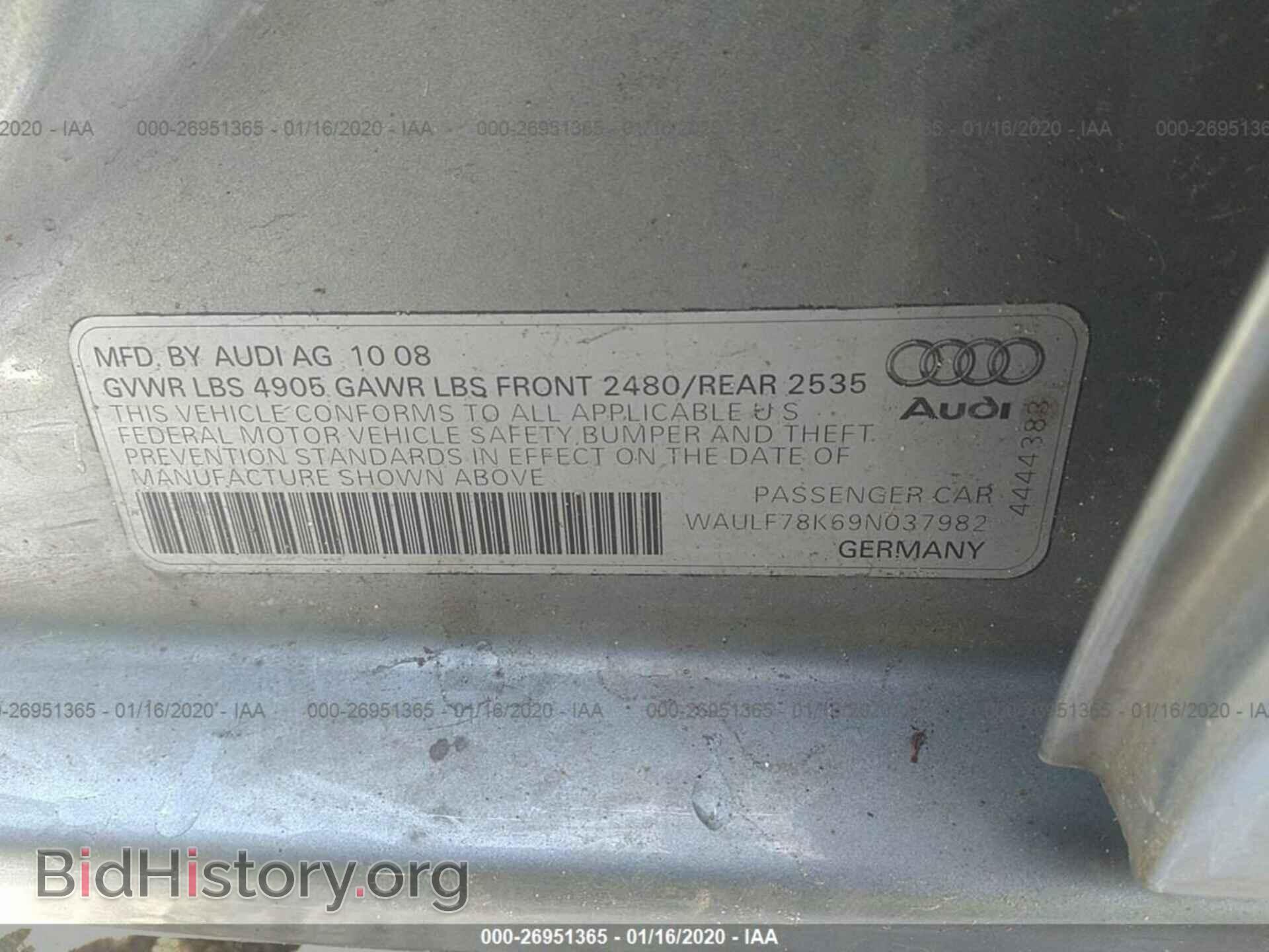 2009 AUDI A4 - VIN: WAULF78K69N037982 - Фото 9