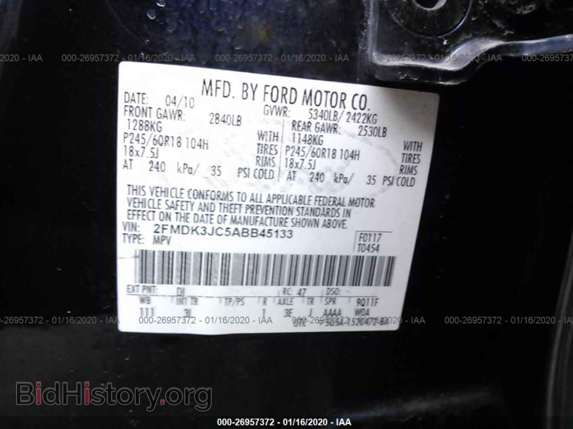 2010 FORD EDGE - VIN: 2FMDK3JC5ABB45133 - Photo 9