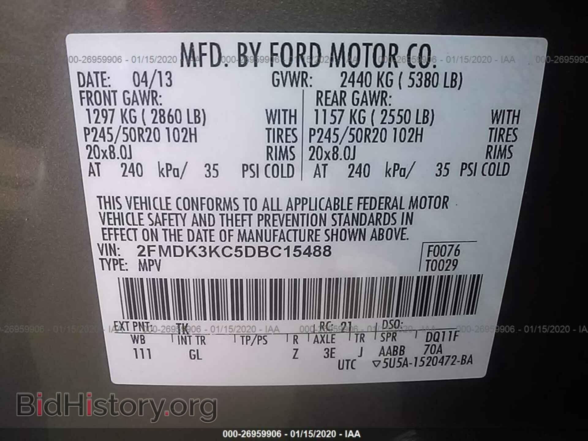 2013 FORD EDGE - VIN: 2FMDK3KC5DBC15488 - Photo 9