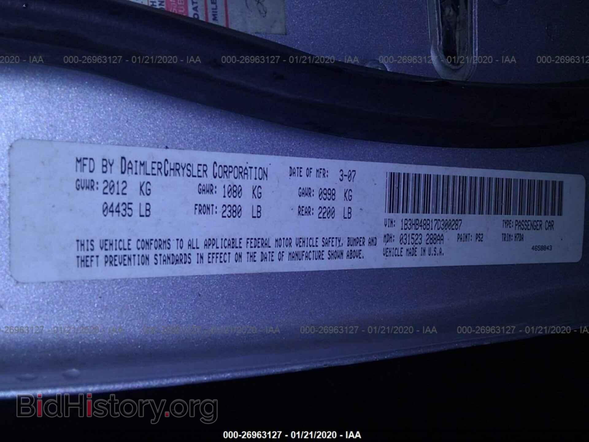 2007 DODGE CALIBER - VIN: 1B3HB48B17D300287 - Photo 17