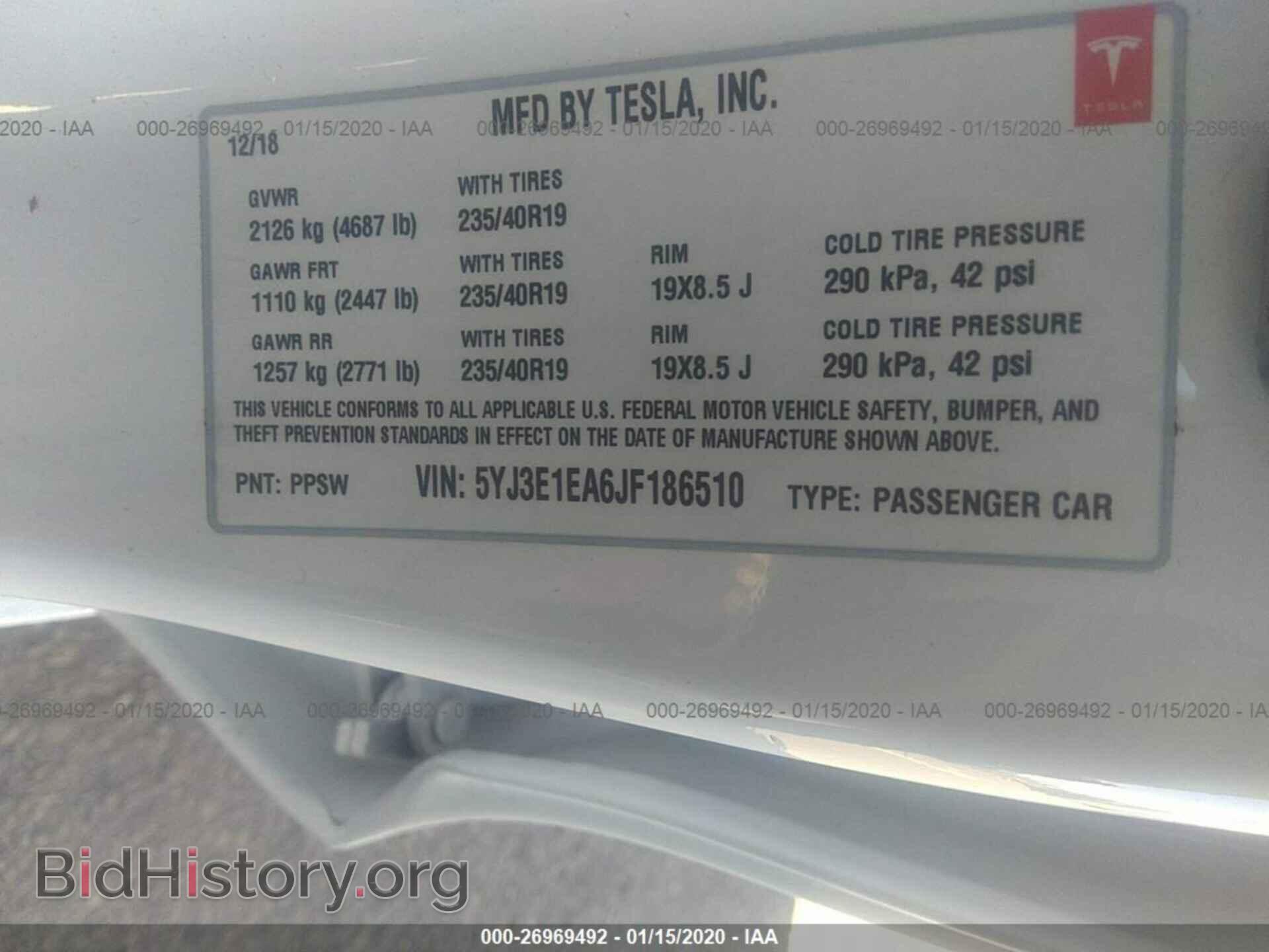 2018 TESLA MODEL 3 - VIN: 5YJ3E1EA6JF186510 - Photo 9