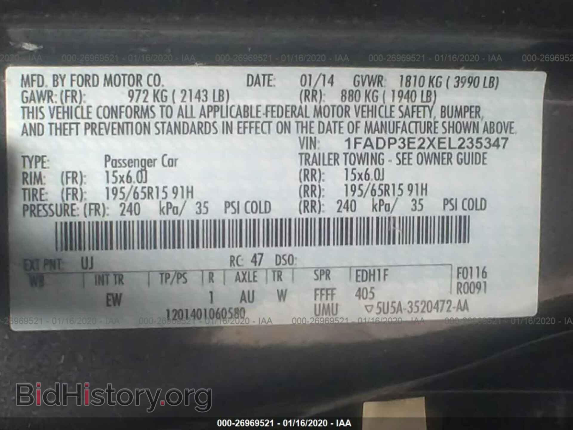 2014 FORD FOCUS - VIN: 1FADP3E2XEL235347 - Фото 9