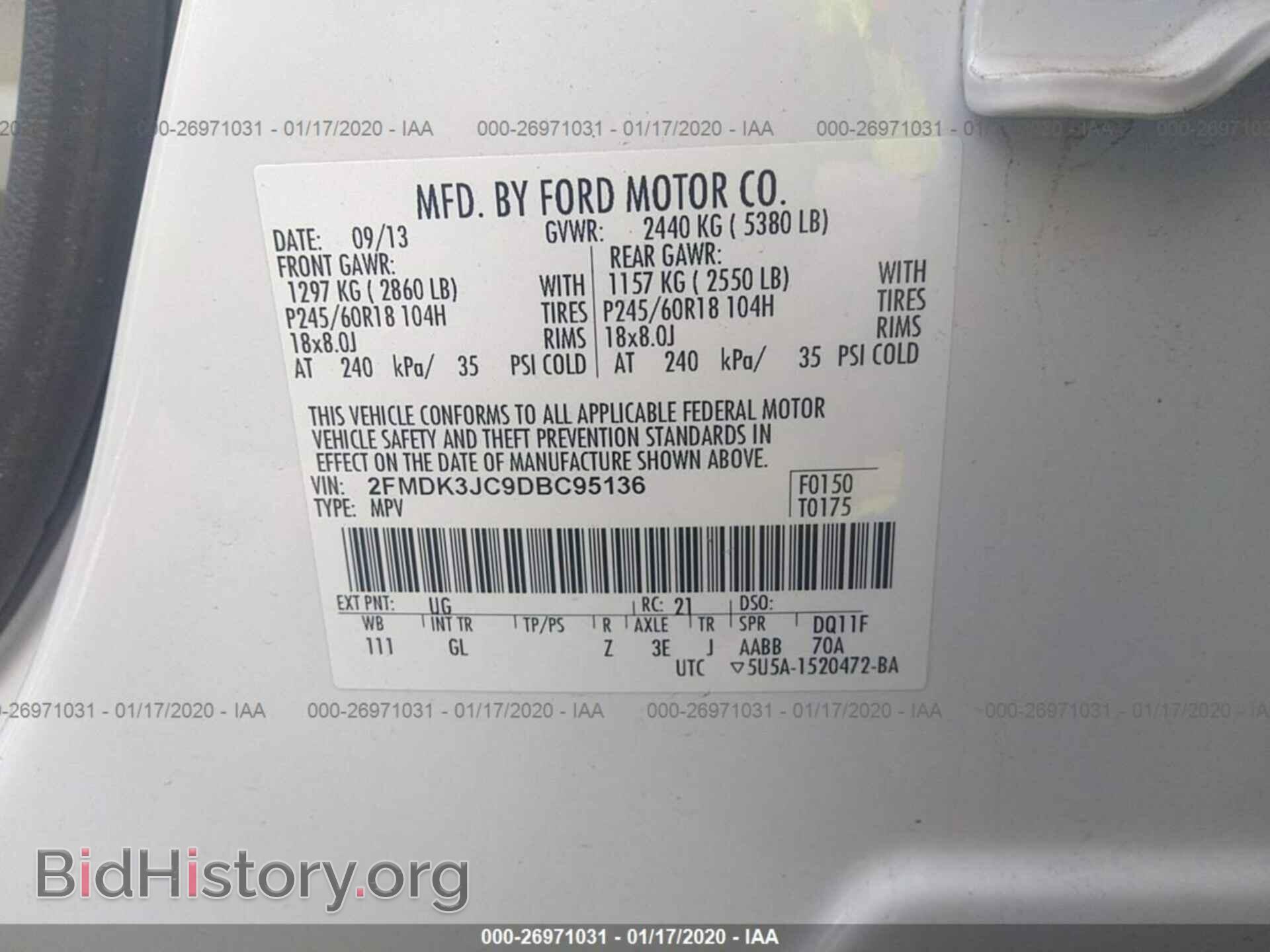 2013 FORD EDGE - VIN: 2FMDK3JC9DBC95136 - Photo 9