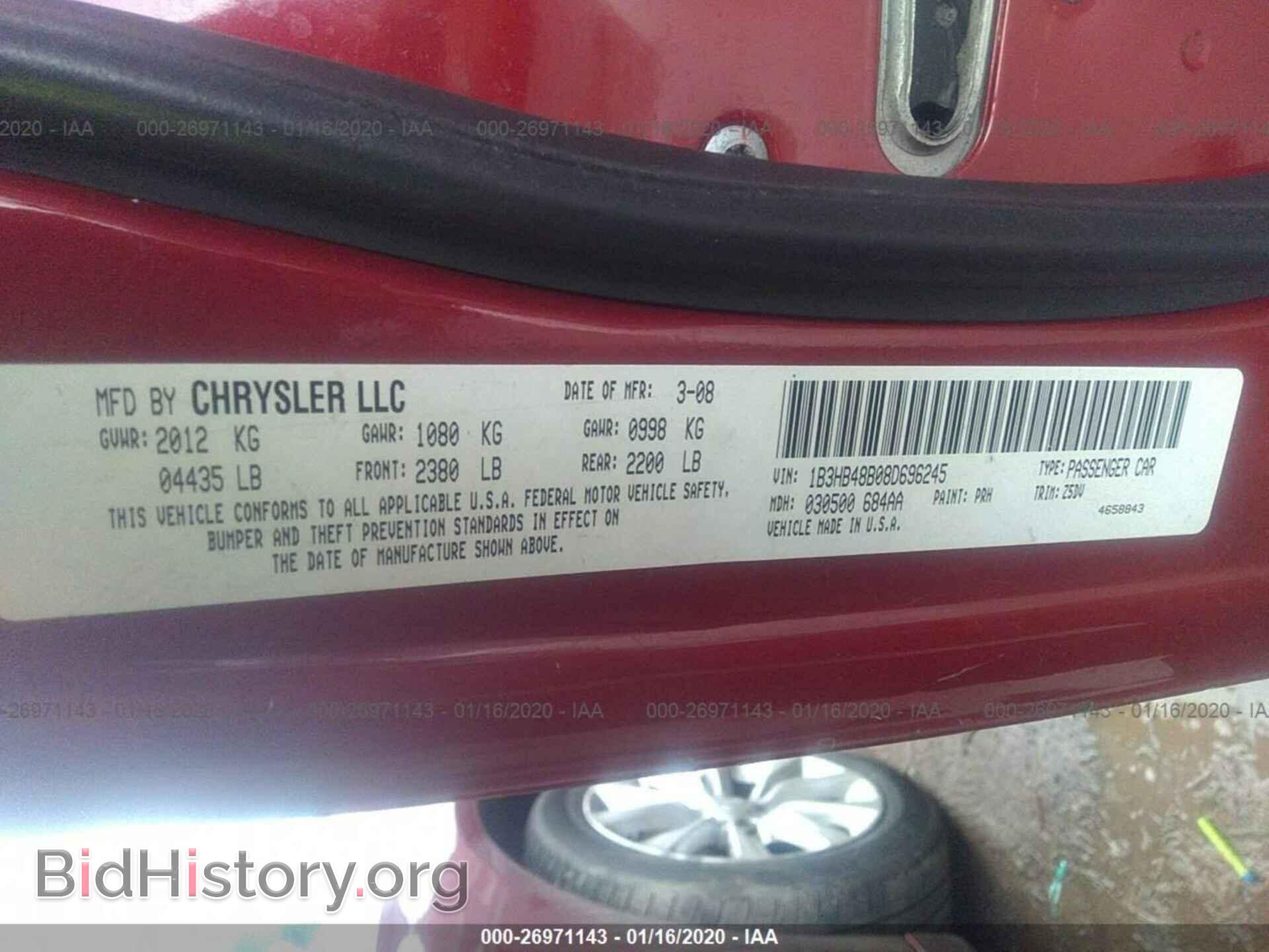 2008 DODGE CALIBER - VIN: 1B3HB48B08D696245 - Photo 9