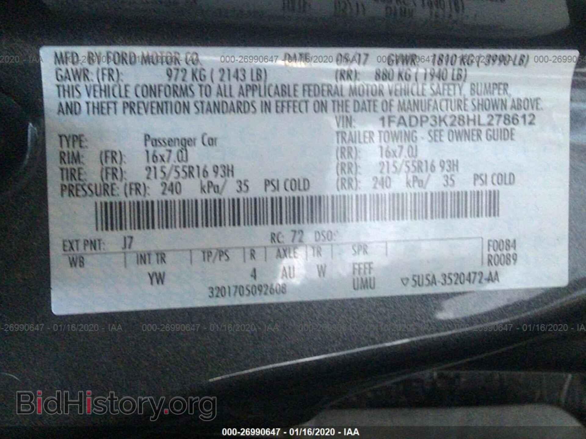 2017 FORD FOCUS - VIN: 1FADP3K28HL278612 - Фото 9