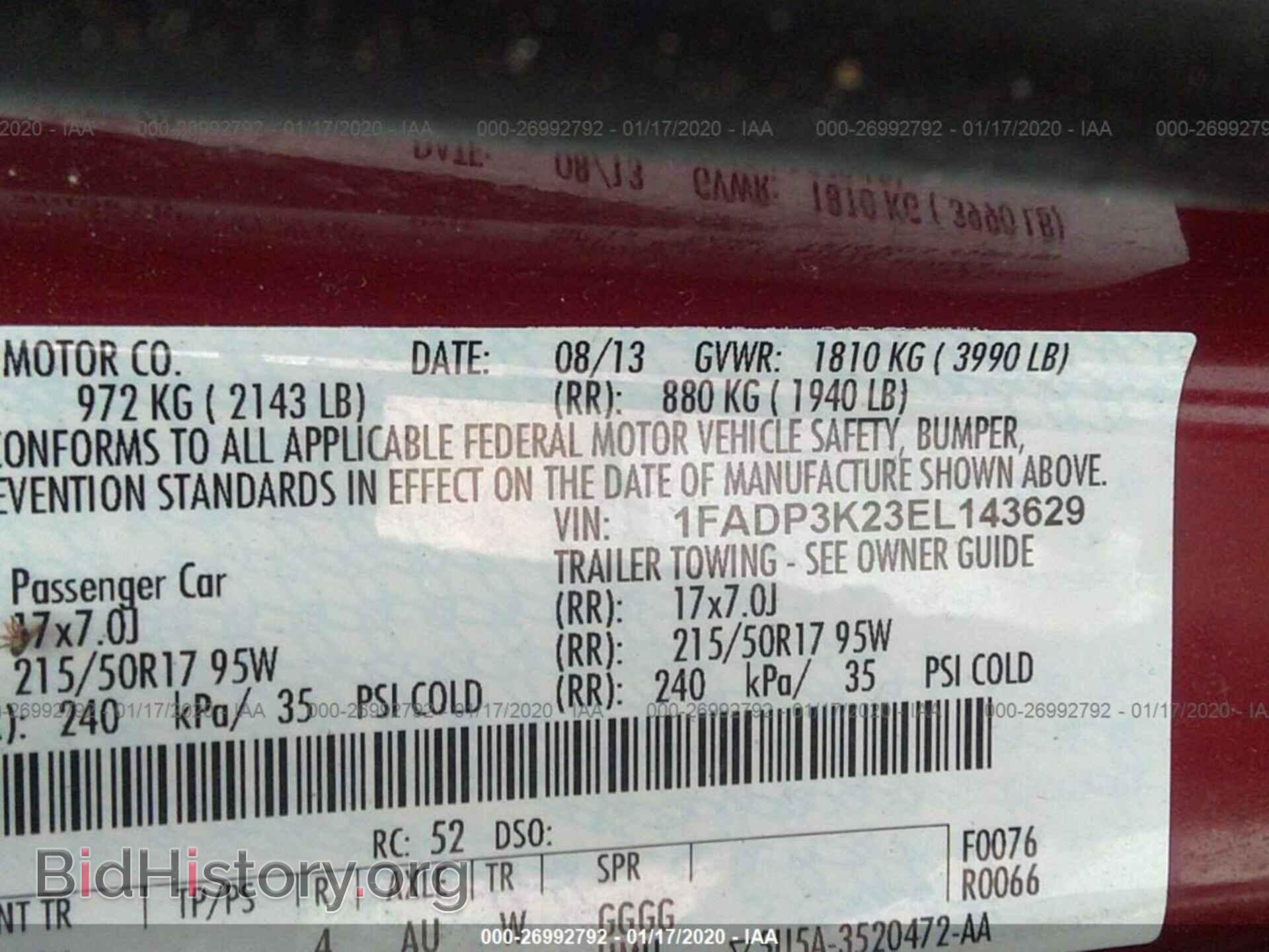 2014 FORD FOCUS - VIN: 1FADP3K23EL143629 - Фото 9
