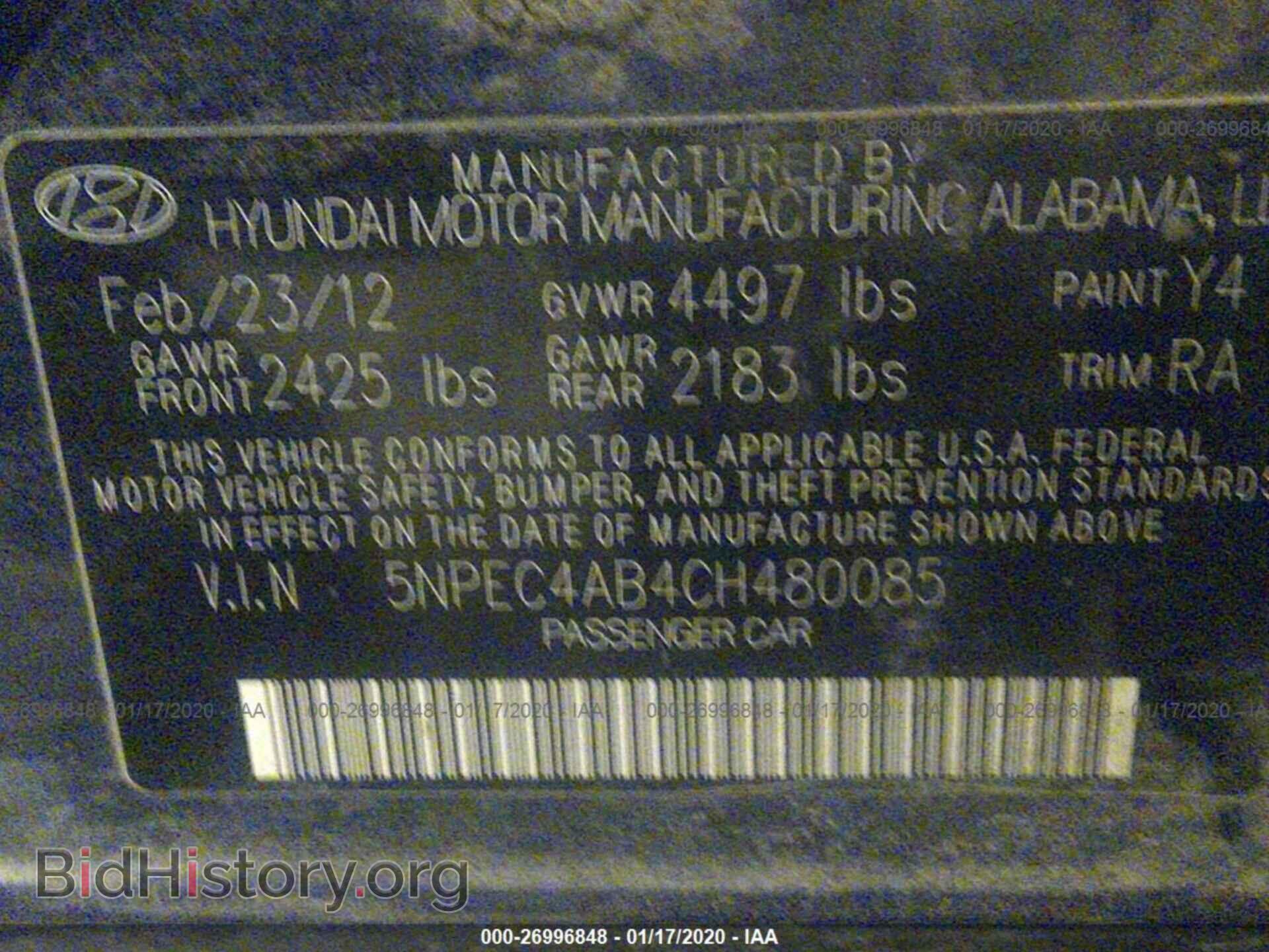 2012 HYUNDAI SONATA - VIN: 5NPEC4AB4CH480085 - Photo 9