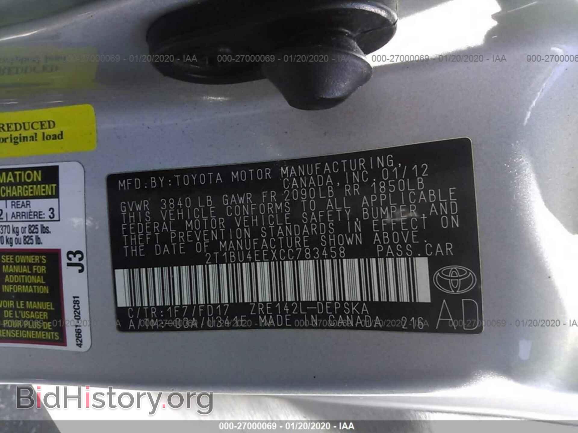 2012 TOYOTA COROLLA - VIN: 2T1BU4EEXCC783458 - Фото 9