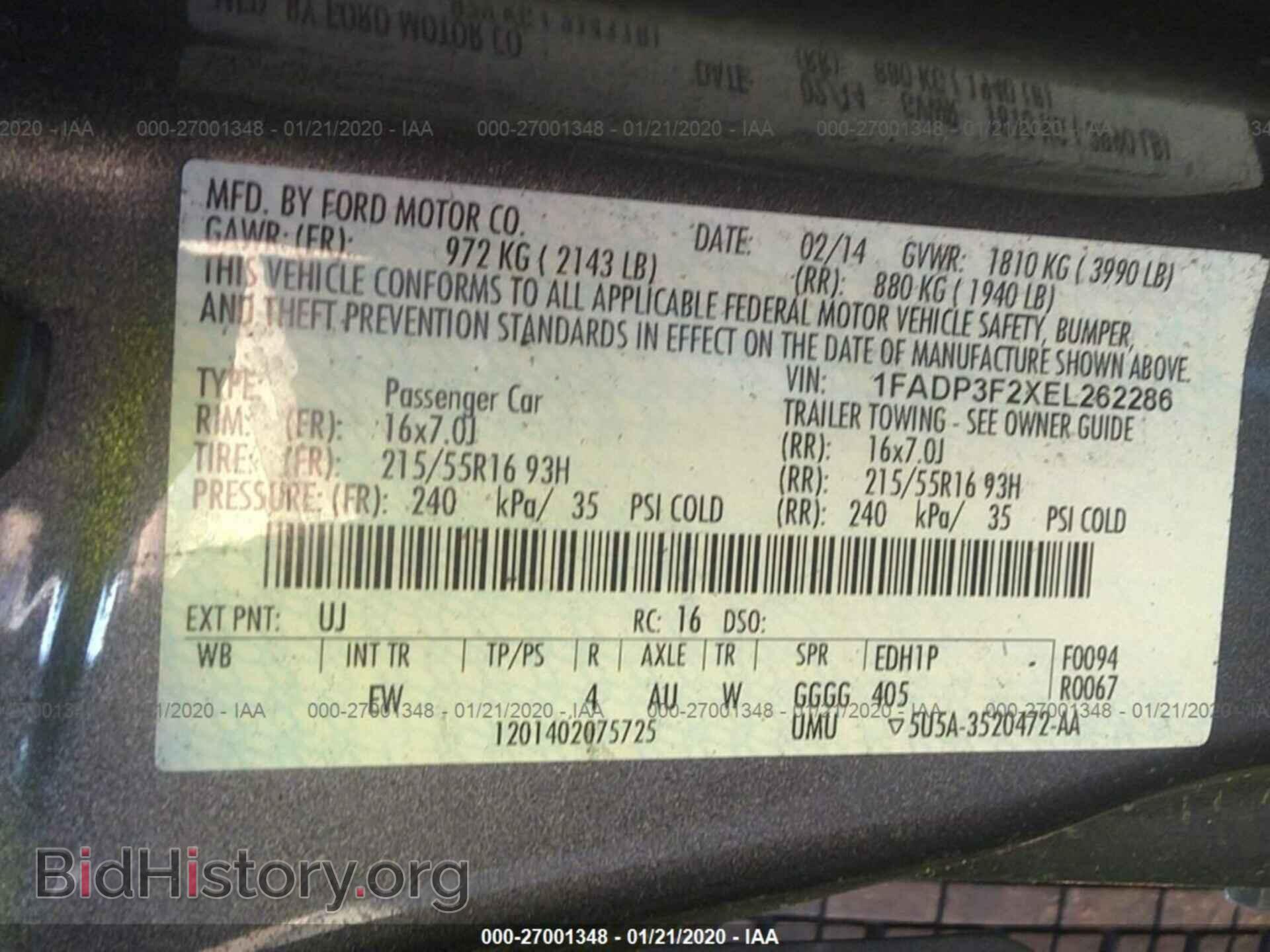 2014 FORD FOCUS - VIN: 1FADP3F2XEL262286 - Фото 9