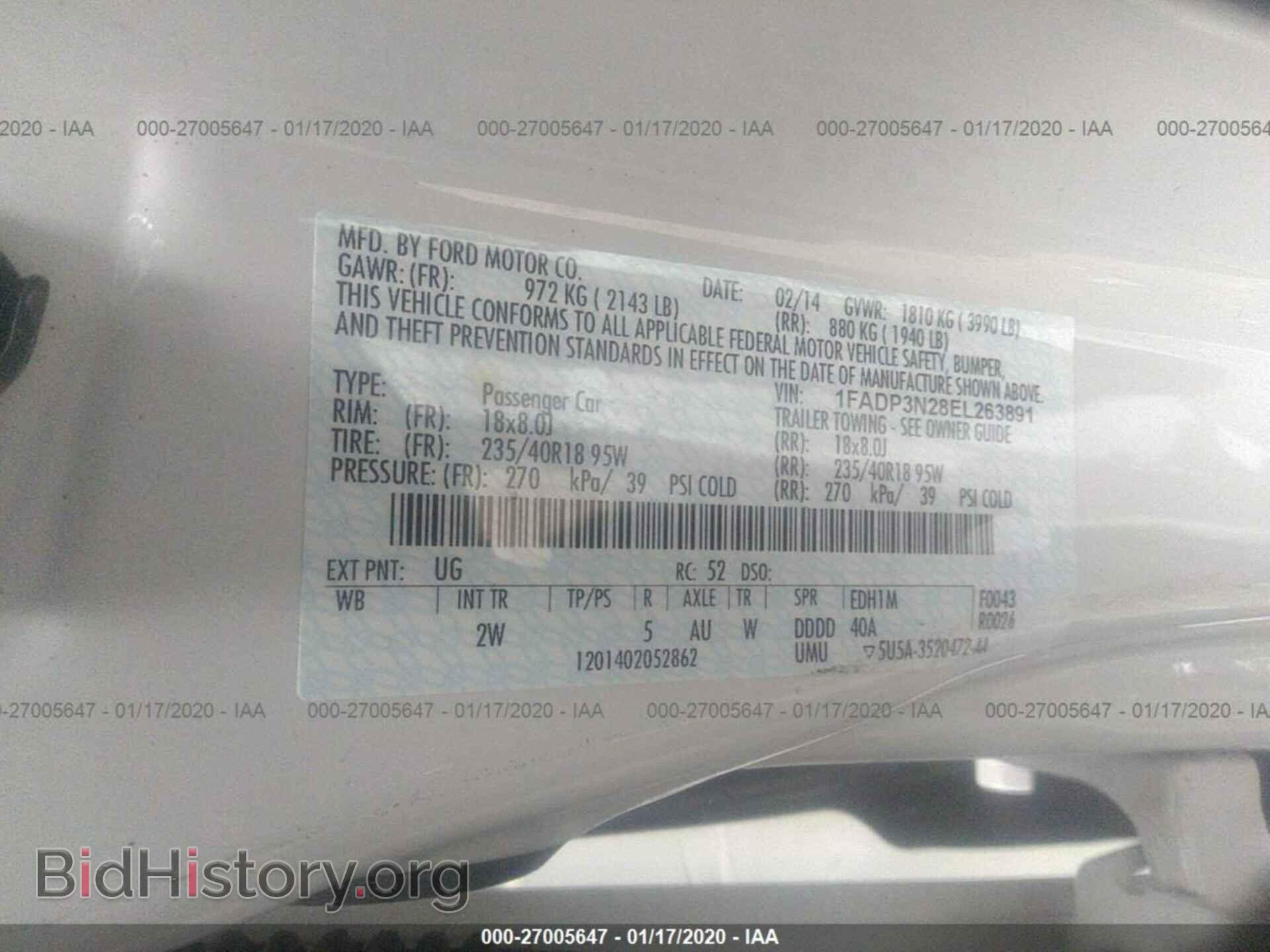 2014 FORD FOCUS - VIN: 1FADP3N28EL263891 - Фото 9