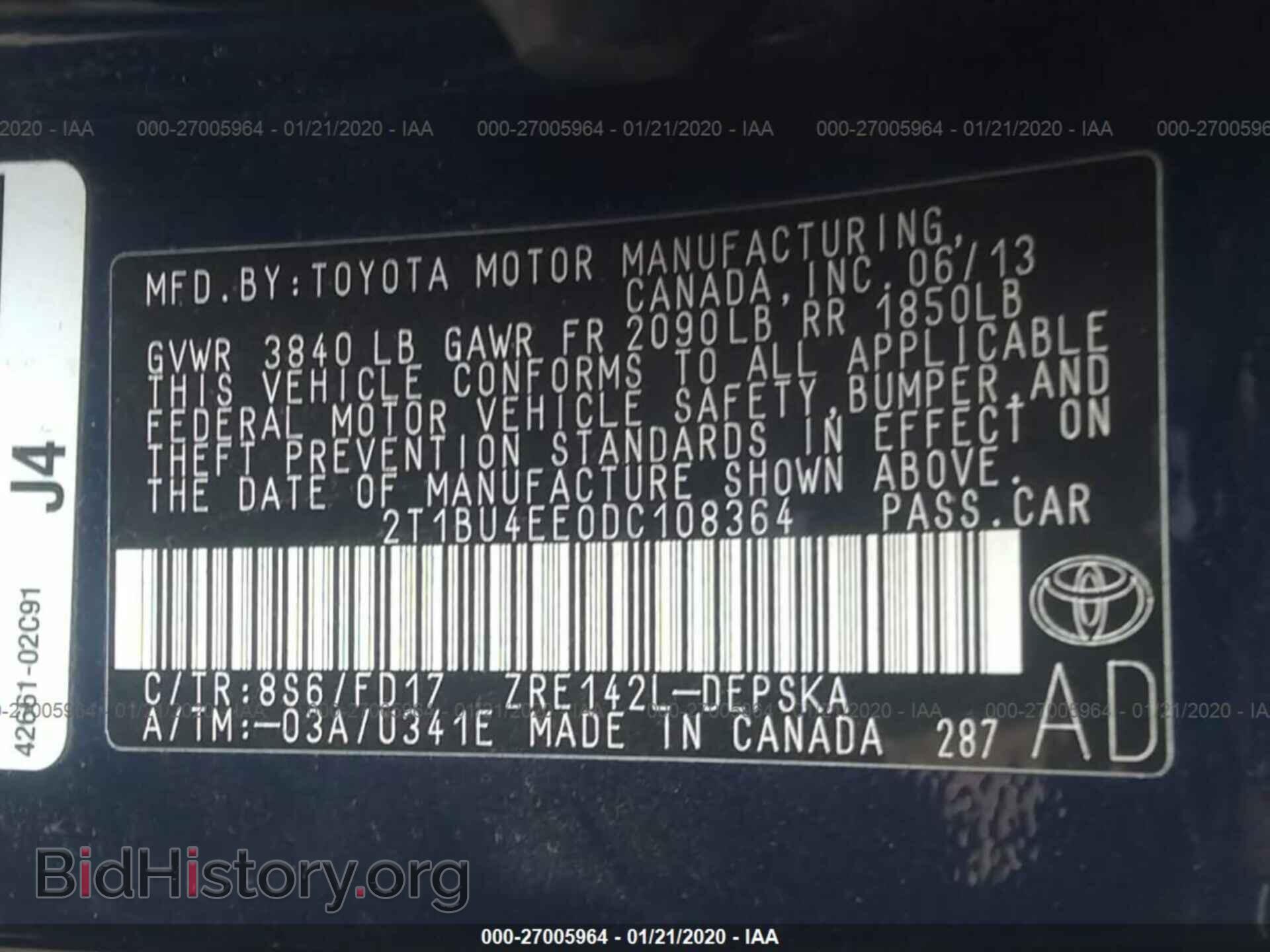 2013 TOYOTA COROLLA - VIN: 2T1BU4EE0DC108364 - Фото 9