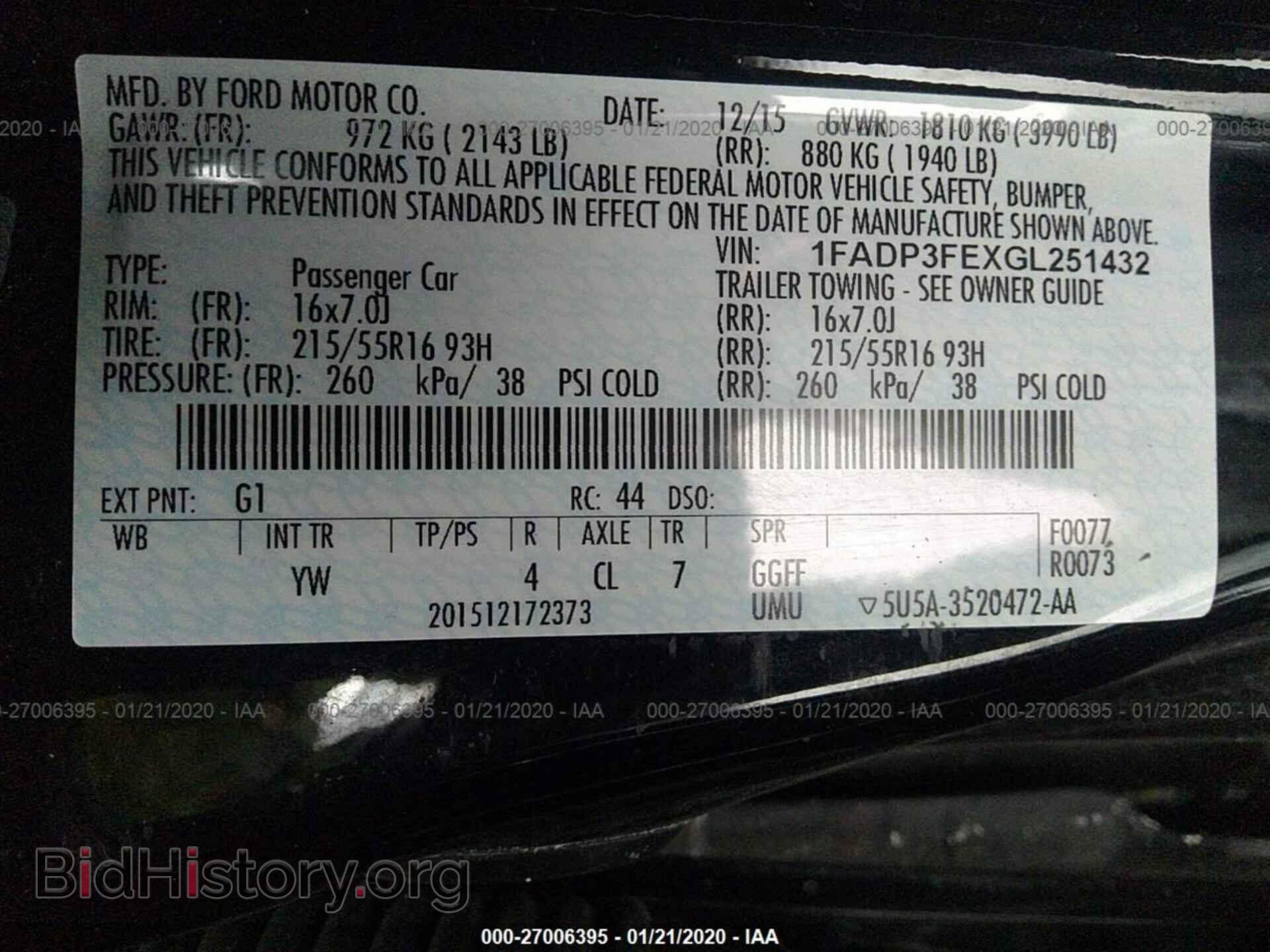 2016 FORD FOCUS - VIN: 1FADP3FEXGL251432 - Фото 9