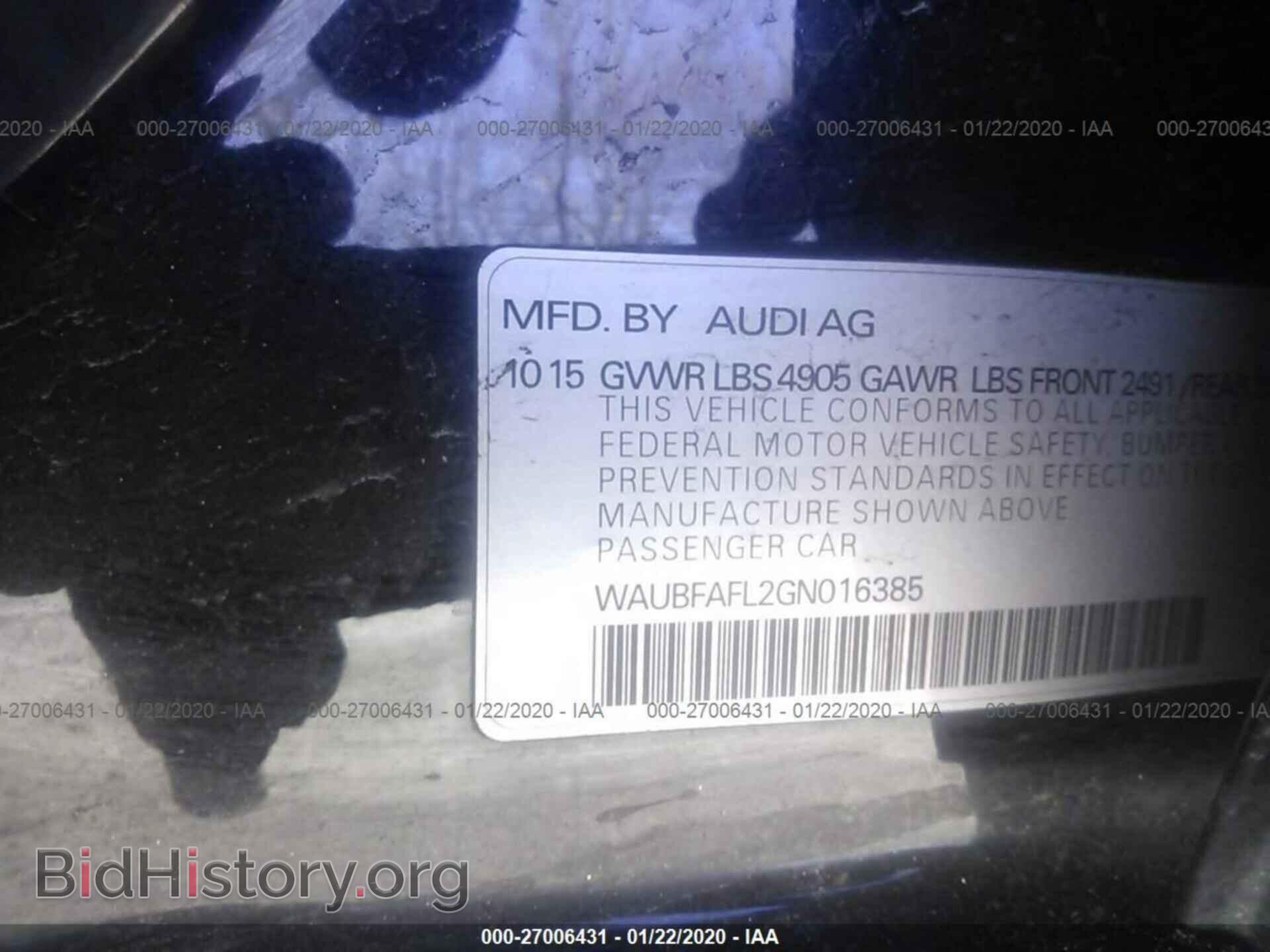 2016 AUDI A4 - VIN: WAUBFAFL2GN016385 - Фото 9