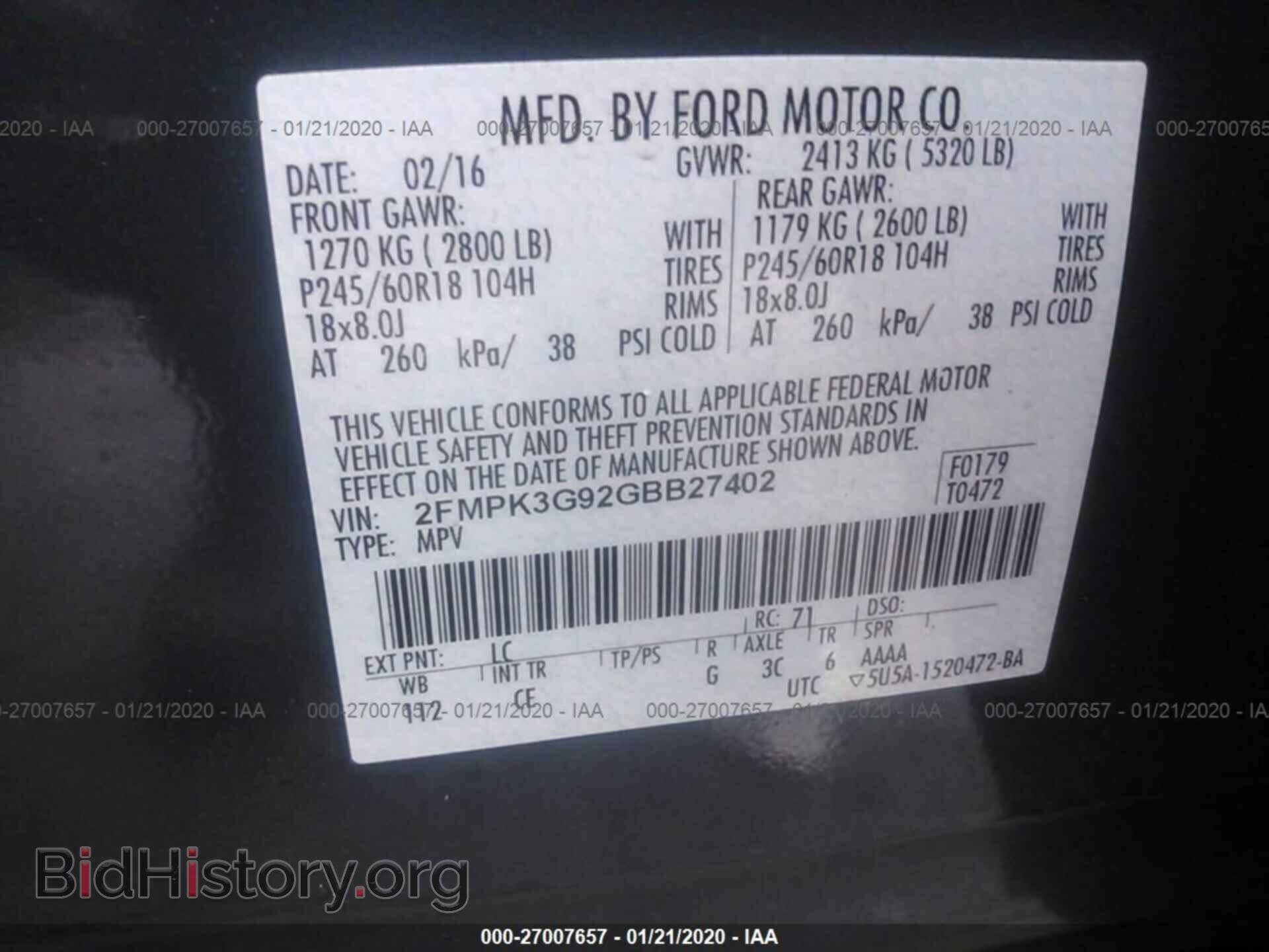 2016 FORD EDGE - VIN: 2FMPK3G92GBB27402 - Photo 9