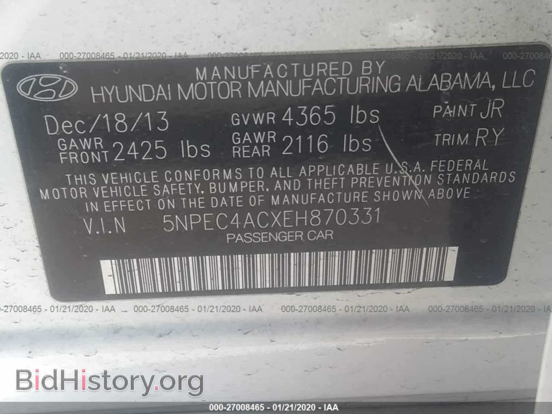 2014 HYUNDAI SONATA - VIN: 5NPEC4ACXEH870331 - Photo 9