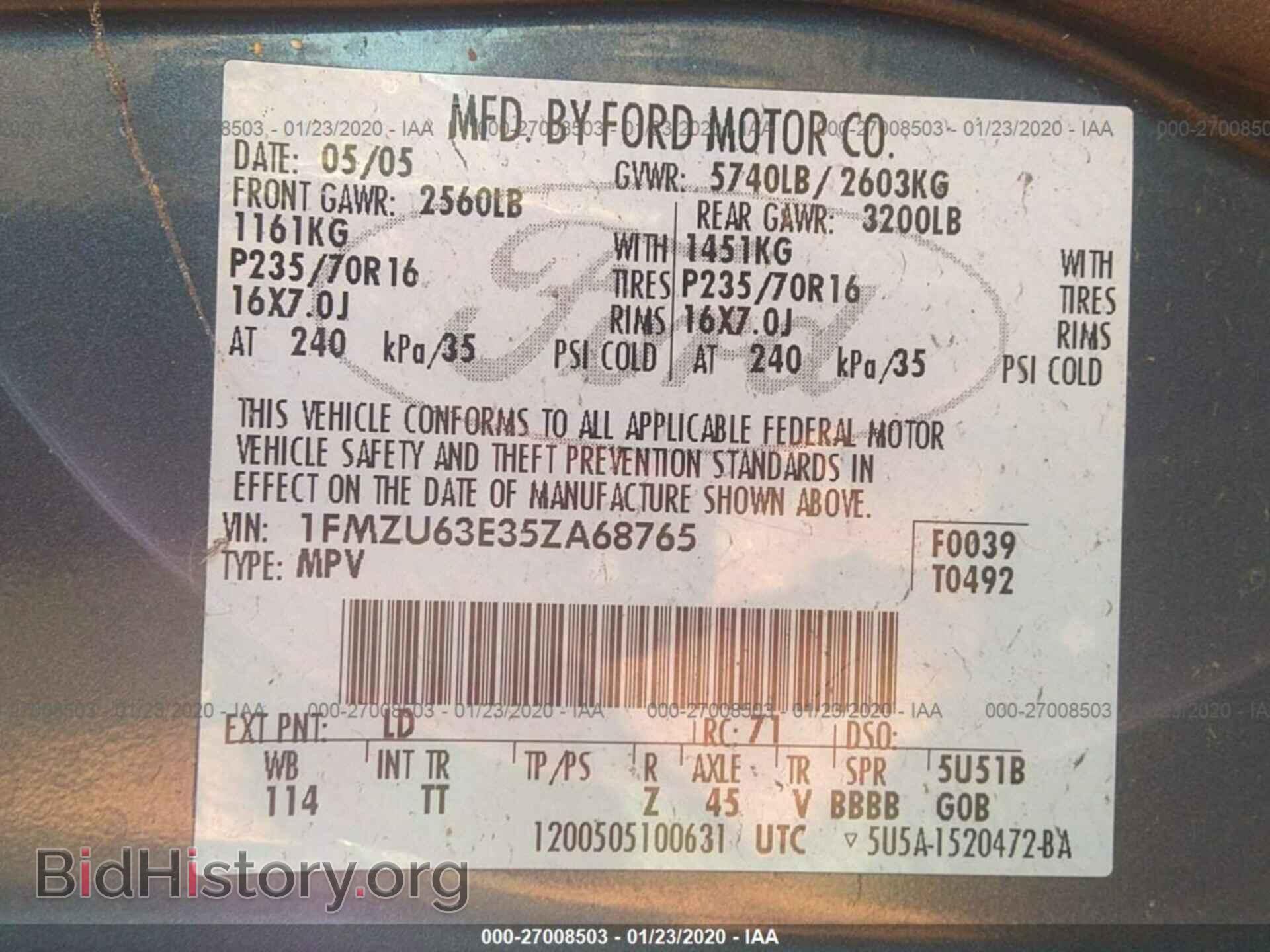 2005 FORD EXPLORER - VIN: 1FMZU63E35ZA68765 - Фото 9